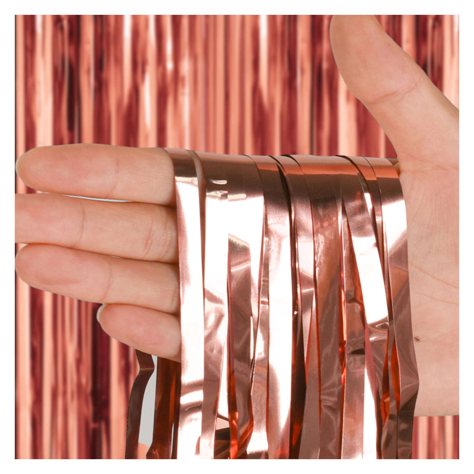 Uscnc 2 Pack 3.2Ft X 8.2Ft Rose Gold Foil Fringe Curtains Party Photo Backdrop Party Streamers For Birthday,Graduation,New Year