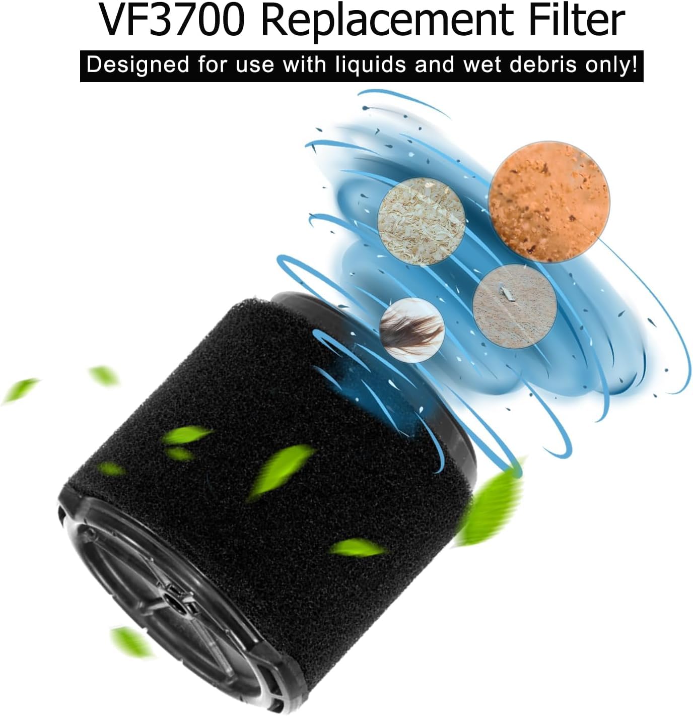 2 Pack Vf3700 Filter Compatible With Ridgid 3 4.5 Gallon Shop Vac Wet, Wet Application Foam Filter Fit Ws0301Va Ws0400De Ws14045