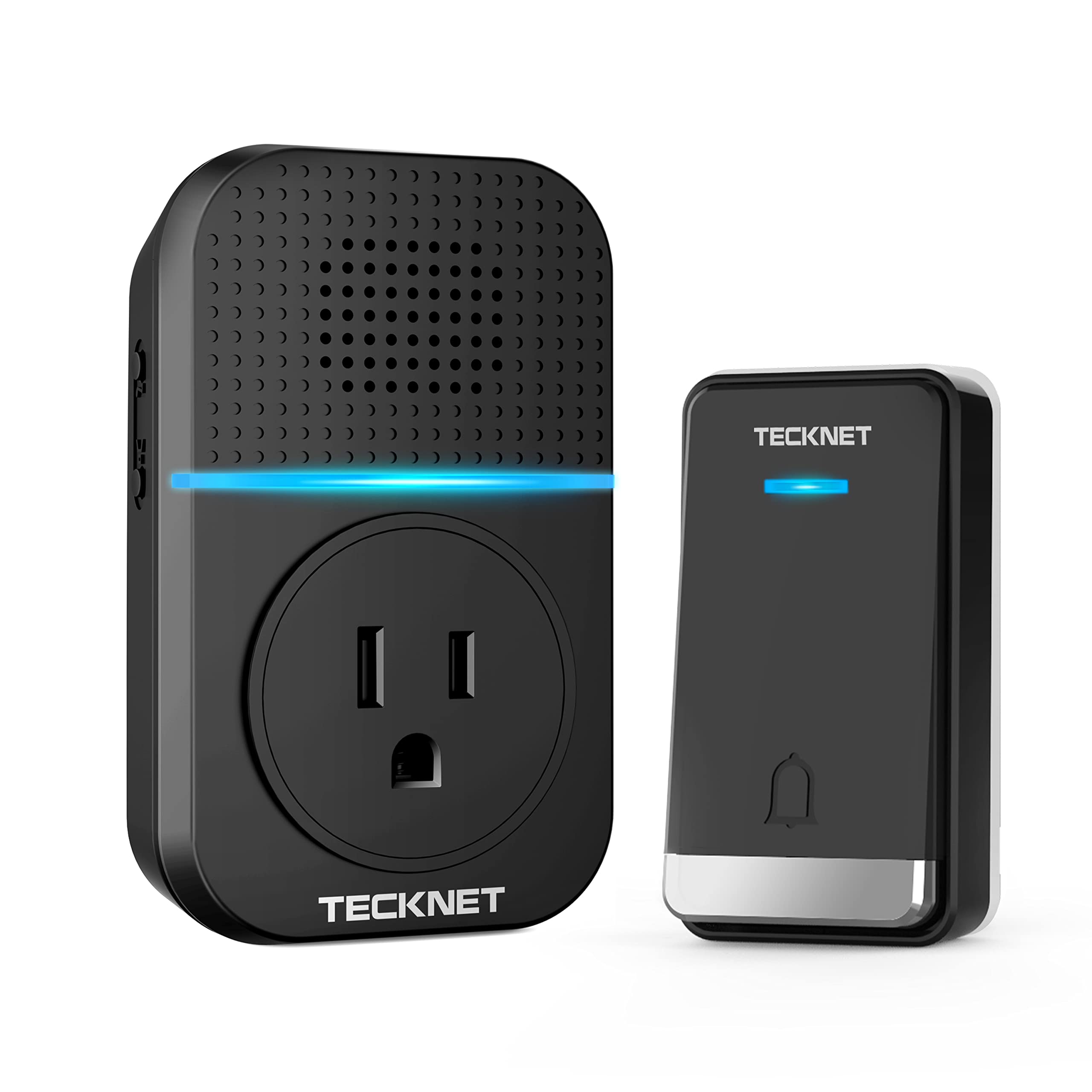 TECKNET Wireless Doorbell, Self-Powered Doorbell, 0-110db Plug-through Wireless Doorbell Ringer for Homes Classroom, IP66 Waterp