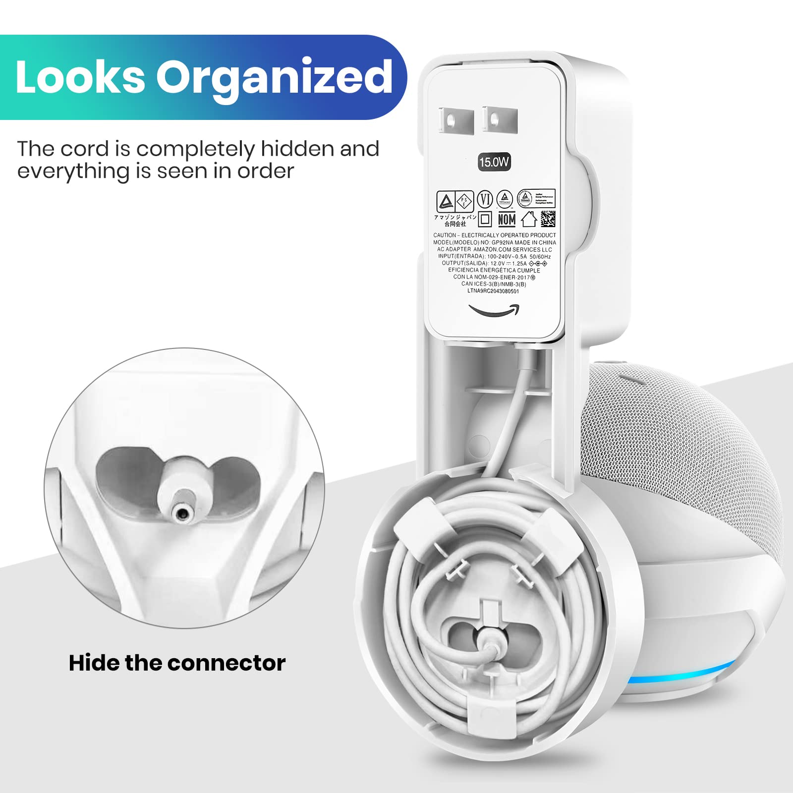 Fuqintop Wall Mount Holder For Echo Dot 5Th Generation(2022 Release), Outlet Hanger For Echo Dot 5Th & 4Th Gen, Space Saving Dot