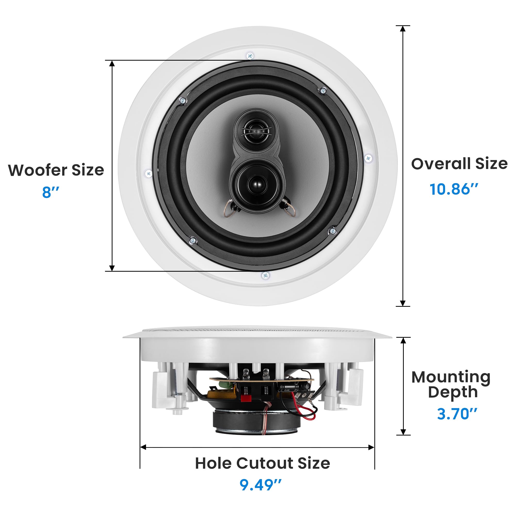 Acoustic Audio By Goldwood Cs Ic83 8    3 Way In Ceiling Home Theater Speaker System (White, 5 Speakers)