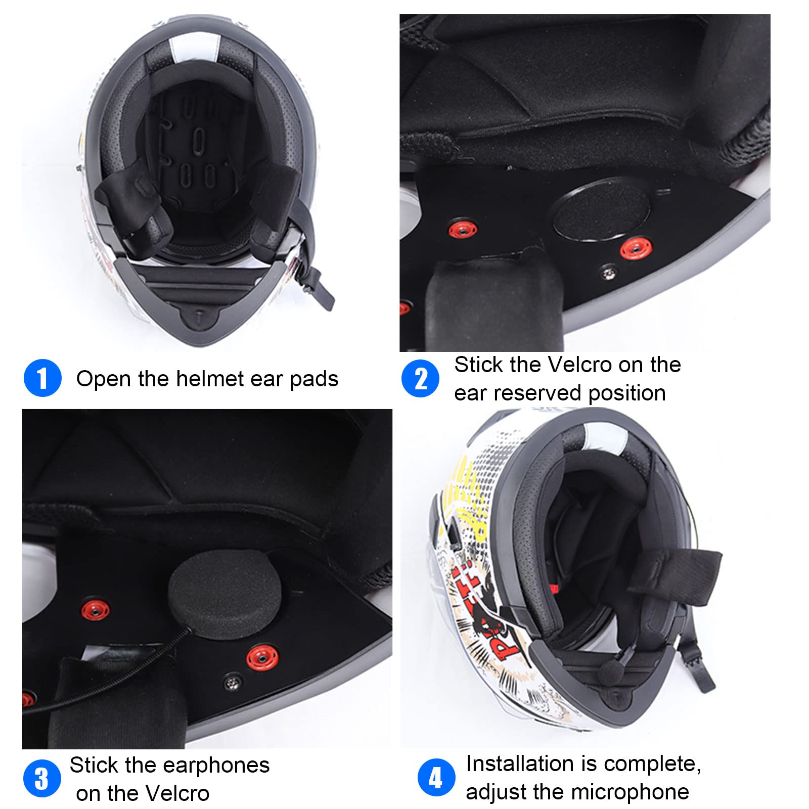 EJEAS E1+ Motorcycle Helmet Bluetooth 5.1 Headset CVC Noise Reduction Hands-Free Communication Black Plastic