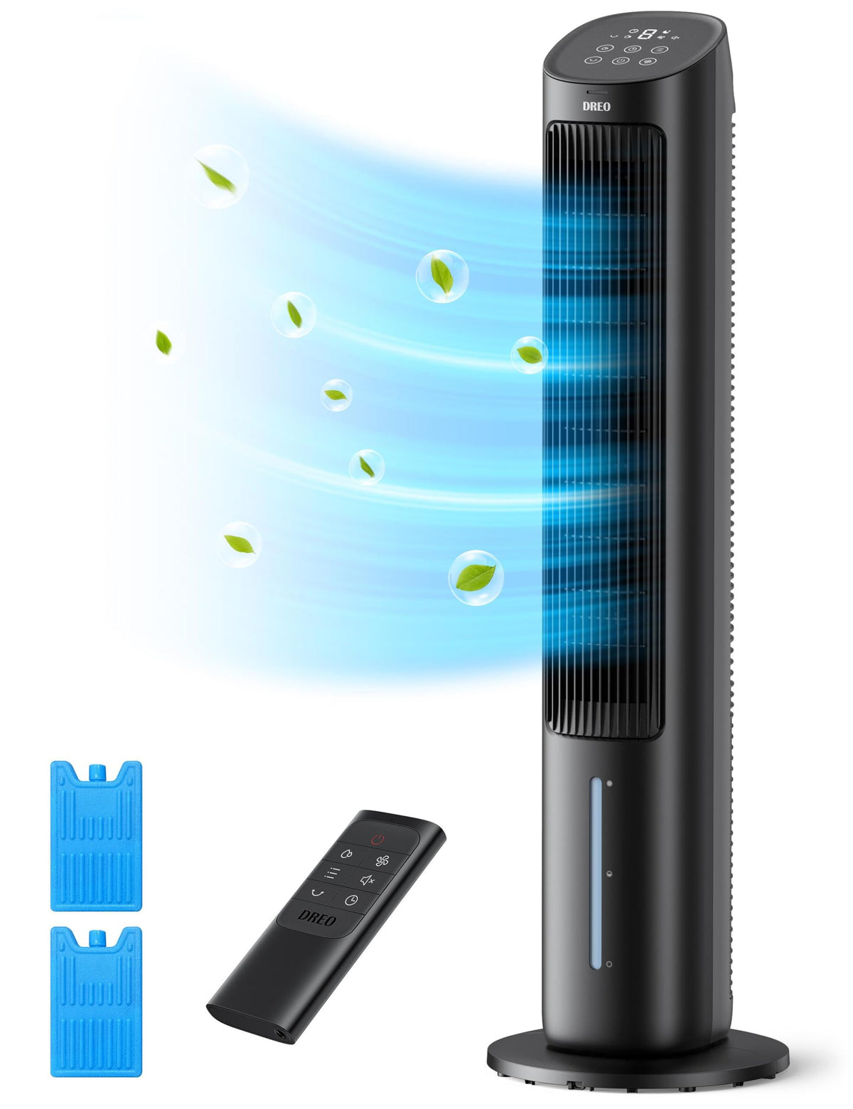 Dreo Tower Fan, 40    Fans That Blow Cold Air, 80 Oscillating, Removable Water Tank, Remote Control, 4 Speeds, 7H Timer, Bedroom