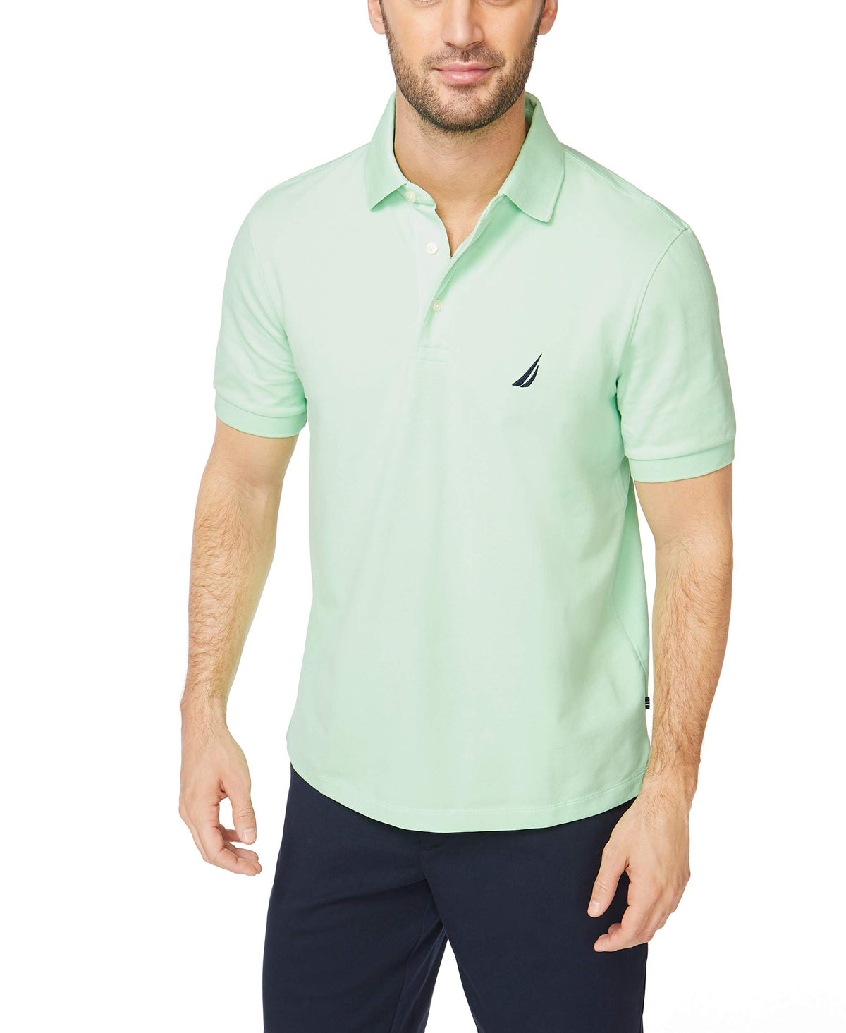 Nautica Mens Short Sleeve Solid Stretch Cotton Pique Polo Shirt, Ash Green, X Large Us