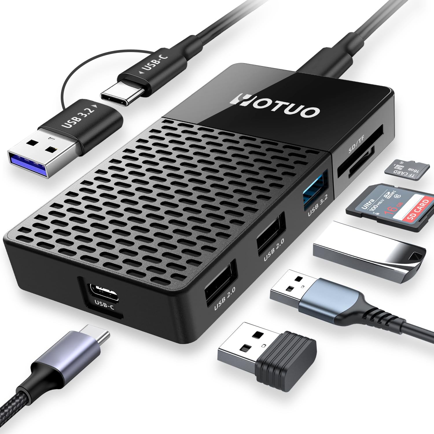 YOTUO Portable SSD 1TB, Up to 1050MB/s, USB-C External Solid-State Drive with All-in-One Multi-Port USB 3.2 Hub and SD/TF Card R