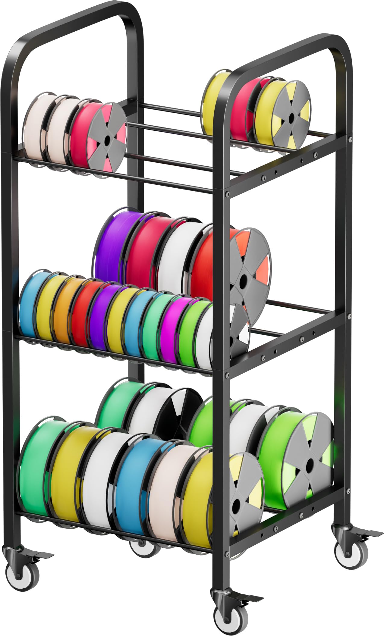 Anbaimei 3-Tier 3D Printer Filament Storage Rack With Wheels, Rolling Spool Holder Stand Cart, Holds Up To 36  1Kg Spools, Heavy