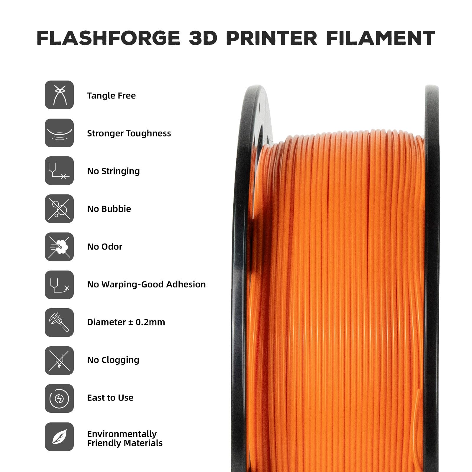 Flashforge Pla Filament 1.75Mm, 3D Printer Filament 1Kg (2.2Lbs) Spool, Dimensional Accuracy +/- 0.02Mm, 3D Printing Filament Ea