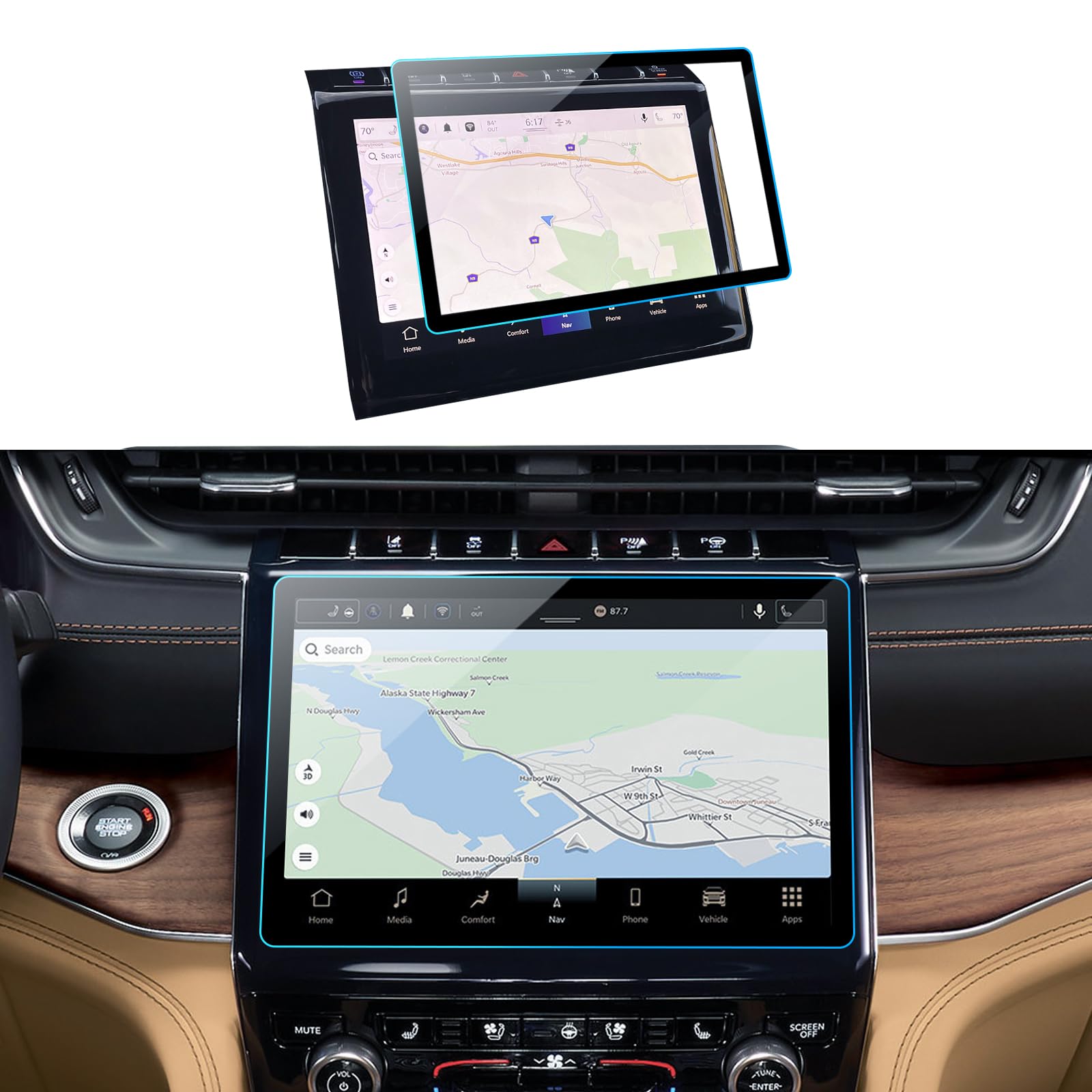 Lantu Car Screen Protector For 2023 2024 Grand Cherokee L 4Xe, Limited, Overland Accessories Navigation Touchscreen Protector Fi
