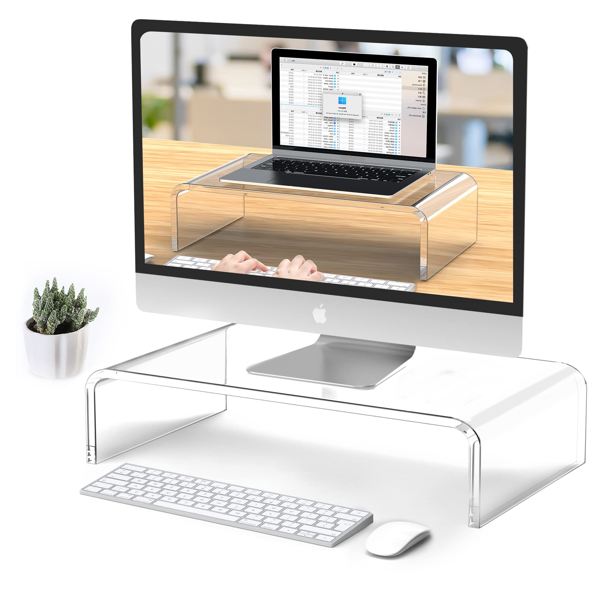 Beimu Acrylic Monitor Stand Riser Clear Laptop Stand For Desk Acrylic Monitor Riser For Desk Accessories Aesthetic Laptop Riser