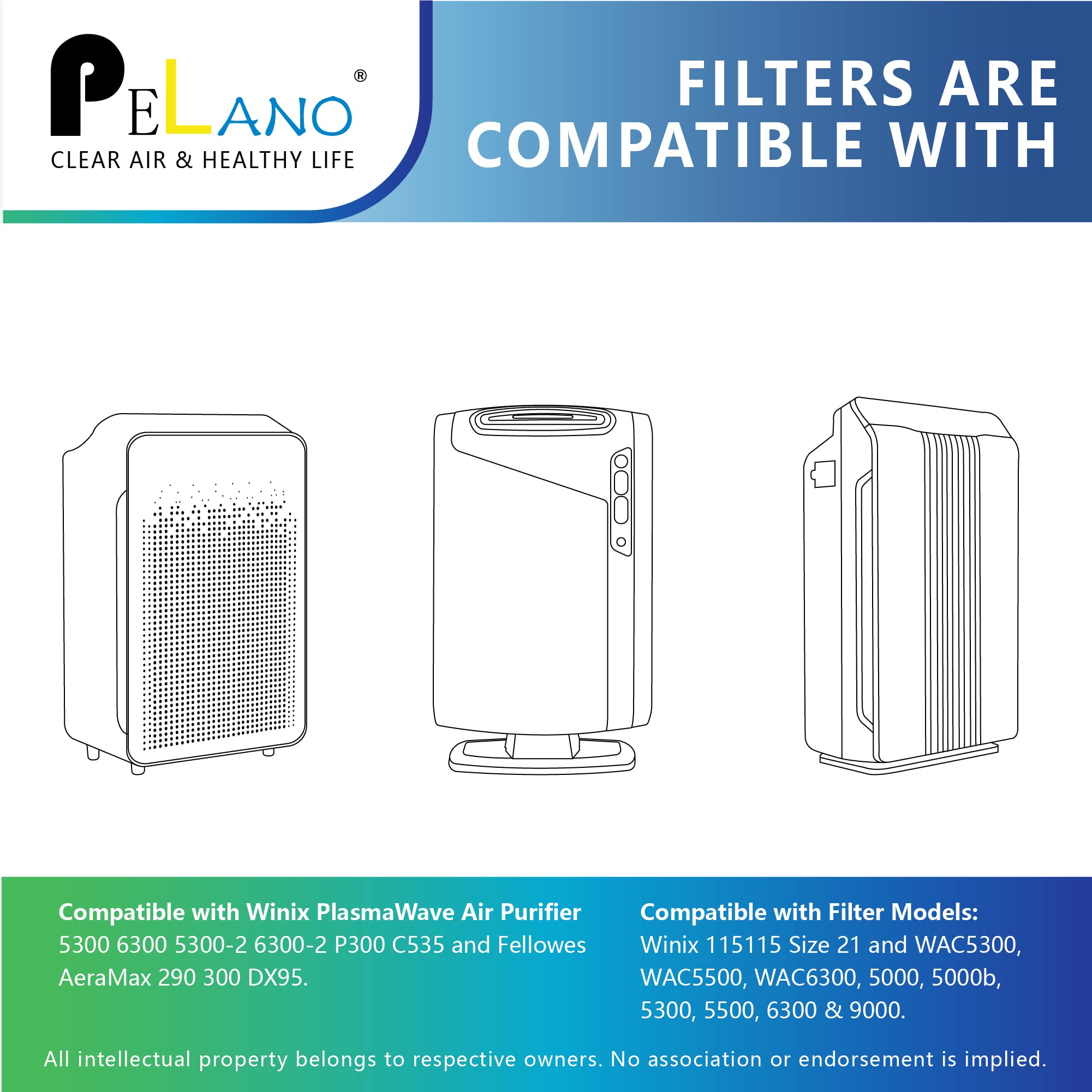 115115 Replacement Filter A, 116130 Replacement Filter H, Compatible With Winix C535,Plasmawave Air Purifier 5300 6300 5300 2 55