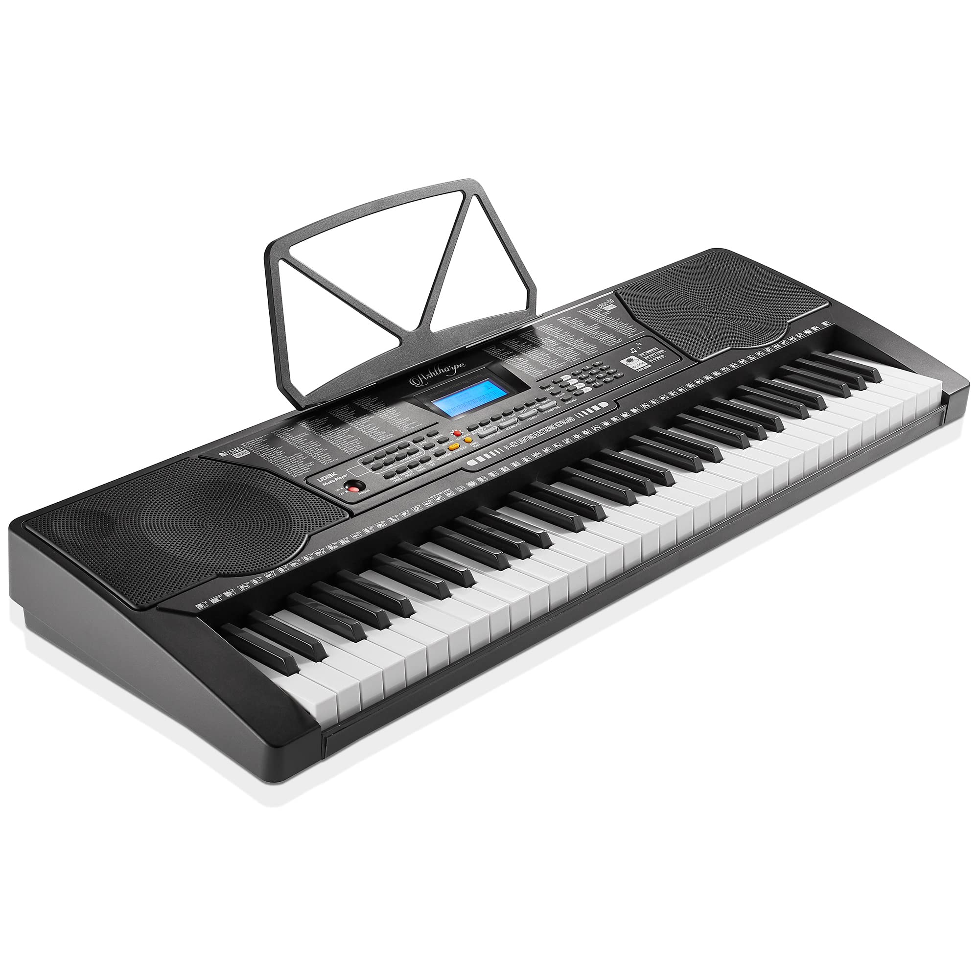 Ashthorpe 61-Key Digital Electronic Keyboard Piano With Light Up Keys, Beginner Kit Includes Stand, Stool, Headphones, Mic And K