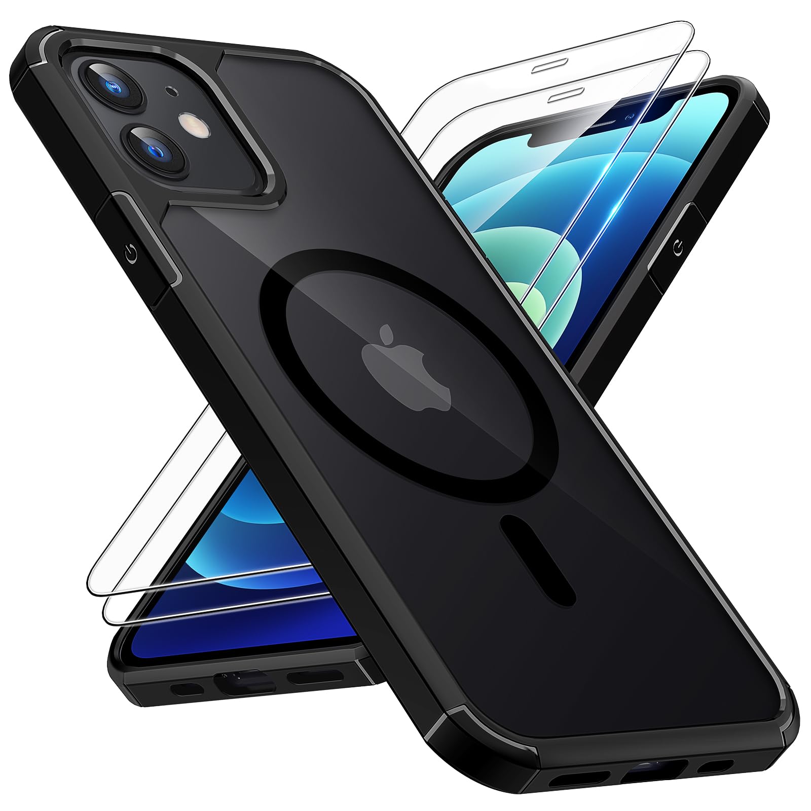 Tauri For Iphone 12 Case/Iphone 12 Pro Case, Compatible With Magsafe [Yellowing Resistant] With 2X Screen Protector, Military Gr