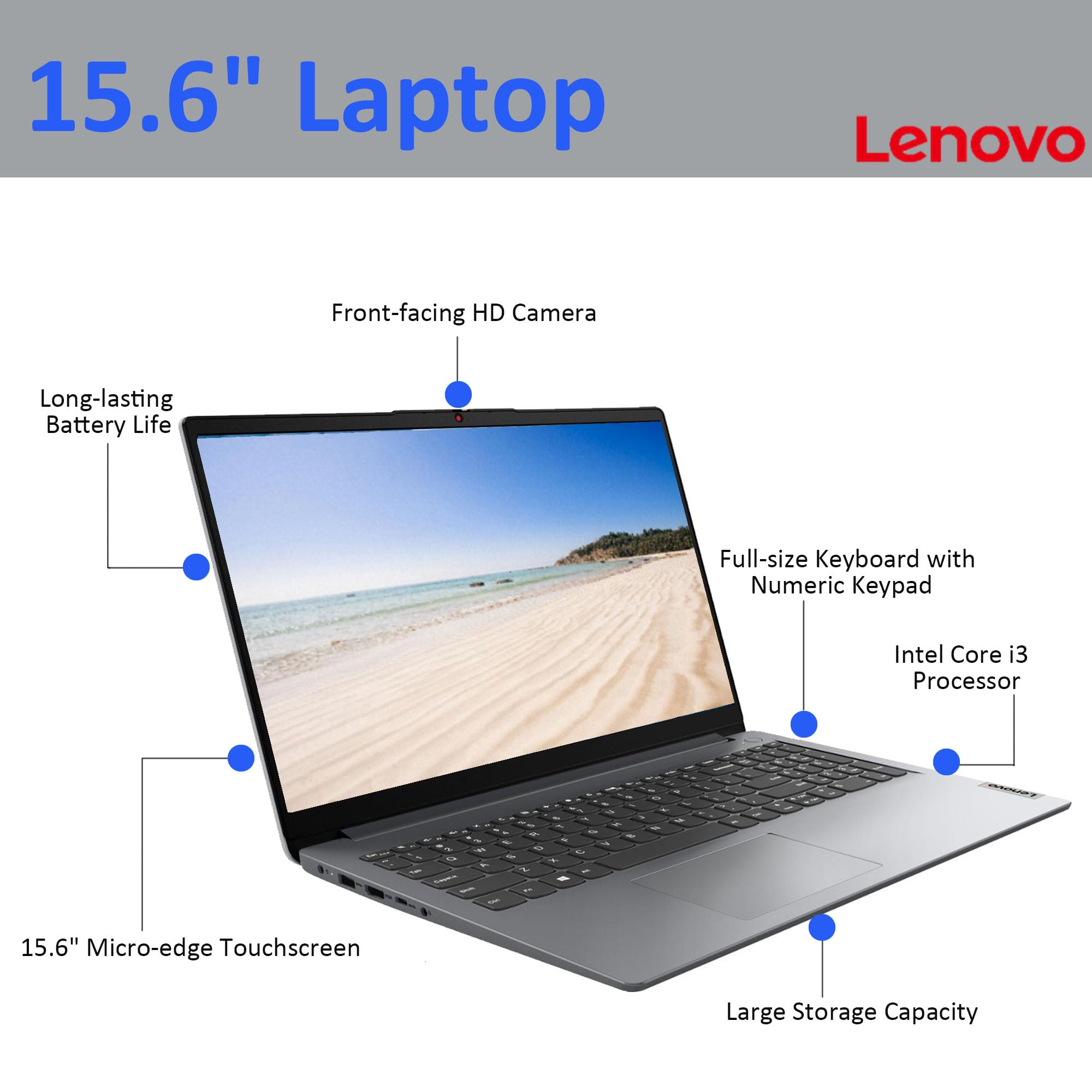 Lenovo Ideapad 1 Laptop, 15.6 Fhd Touchscreen Laptop, Intel Core I3-1215U Processor, 8Gb Memory, 512Gb Ssd, Windows 11 Home, Int