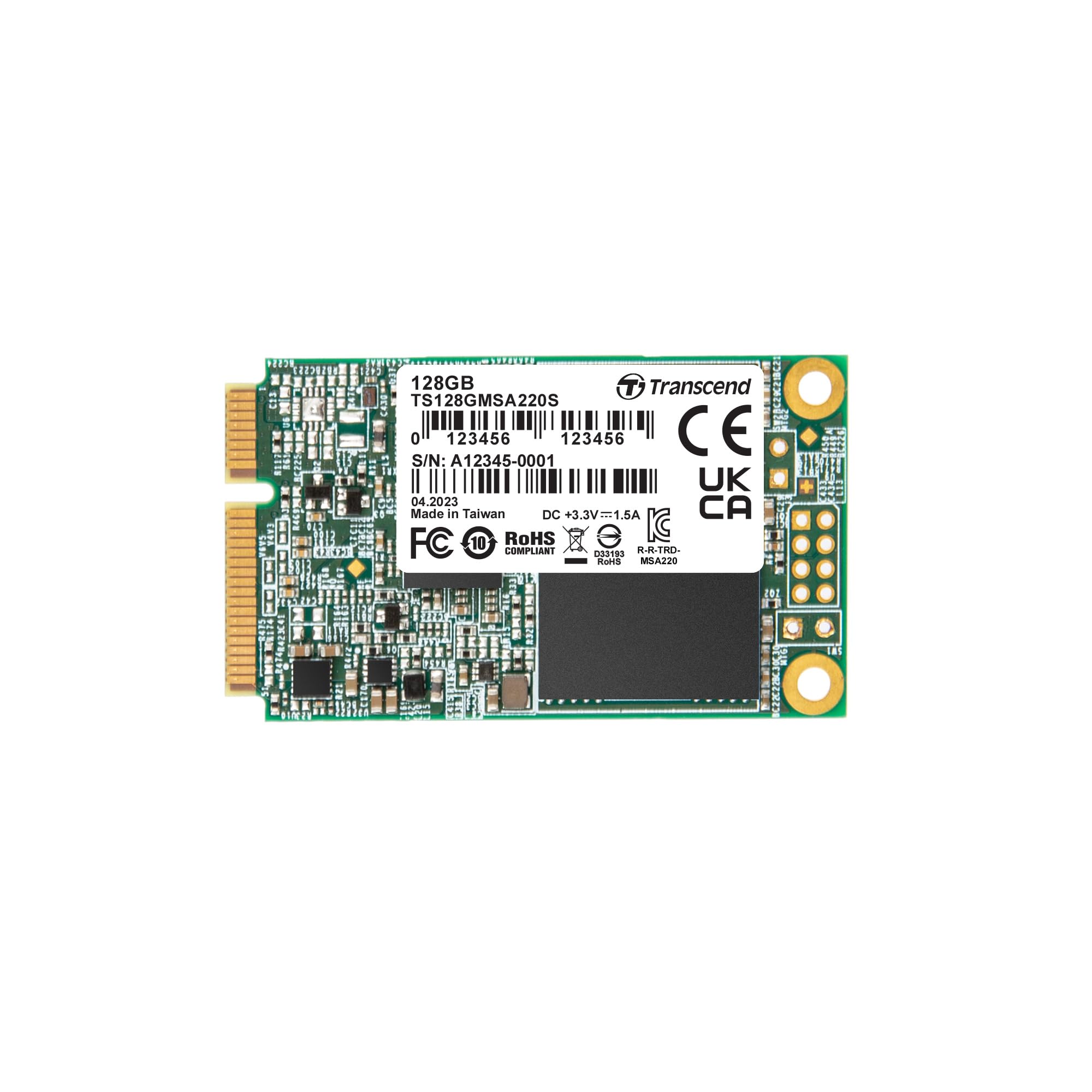 Transcend MSA220 mSATA SSD 128GB, Up to 500MB/s, Mini SATA III 6G/s Internal Solid State Drive for Ultrabook/Desktop/Tablet/PC/G