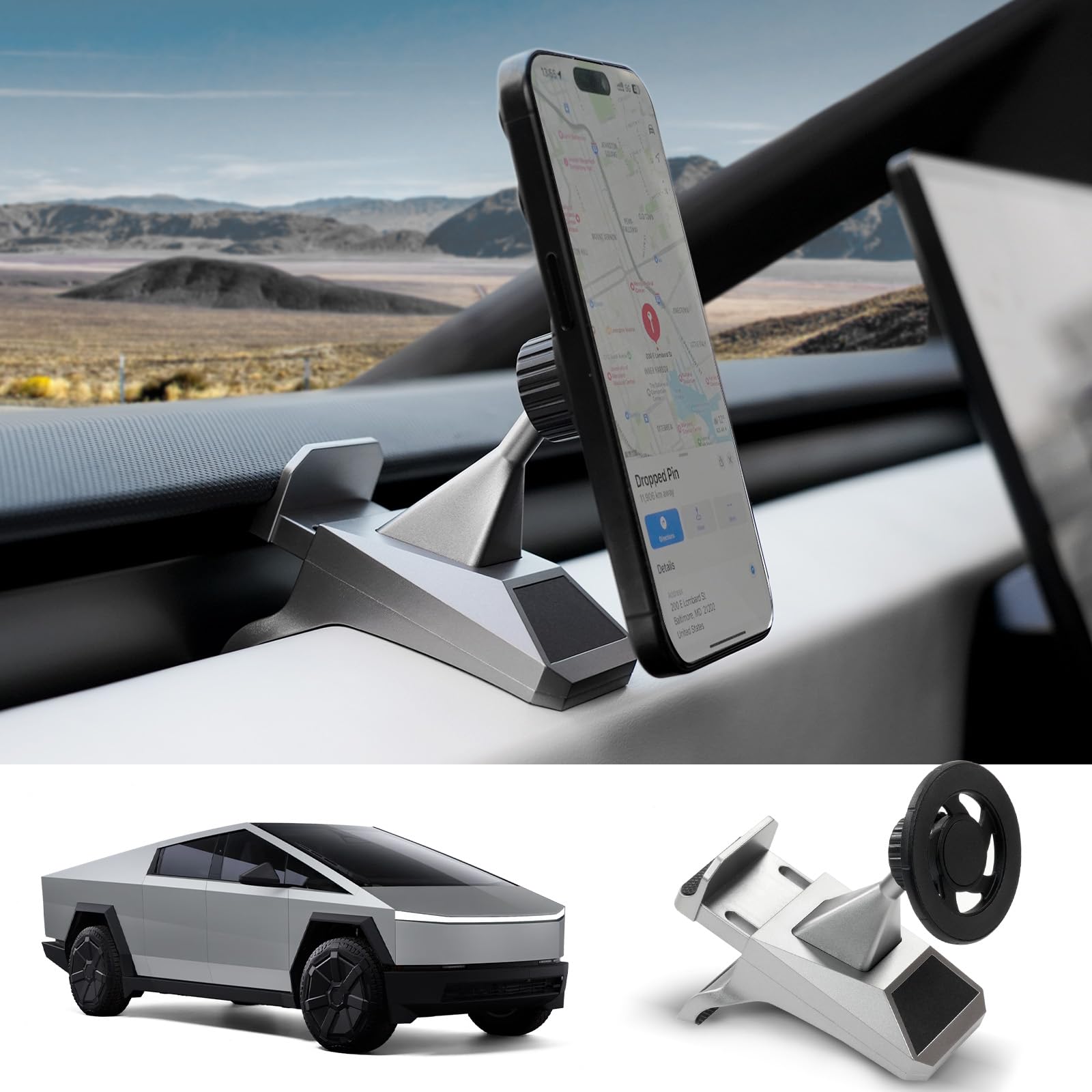 Foronetry Magnetic Phone Mount For Tesla Cybertruck 2024, Adjustable Phone Holder For Cybertruck Accessories Compatible Phone Wi