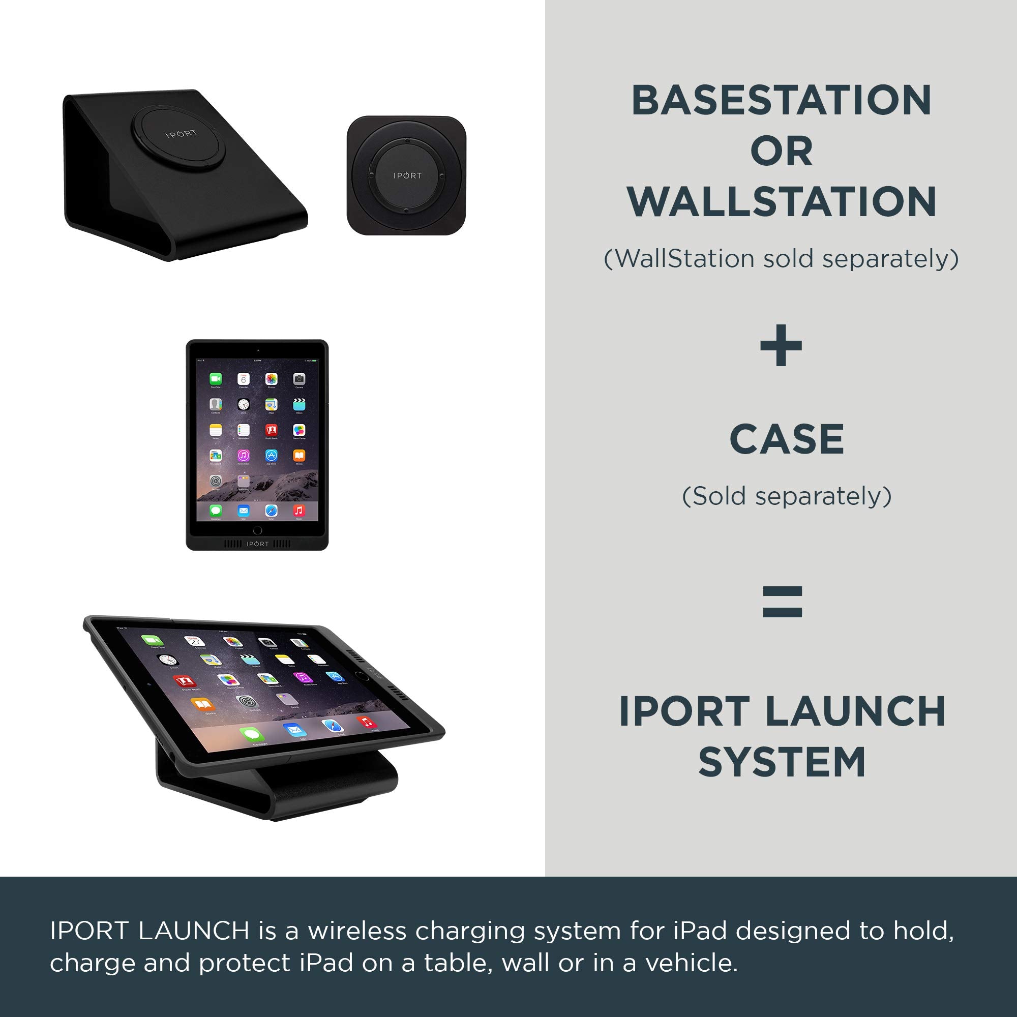 Iport Launch (Launchport) Basestation Ipad Stand - Compatible With All Launch Cases - Silver