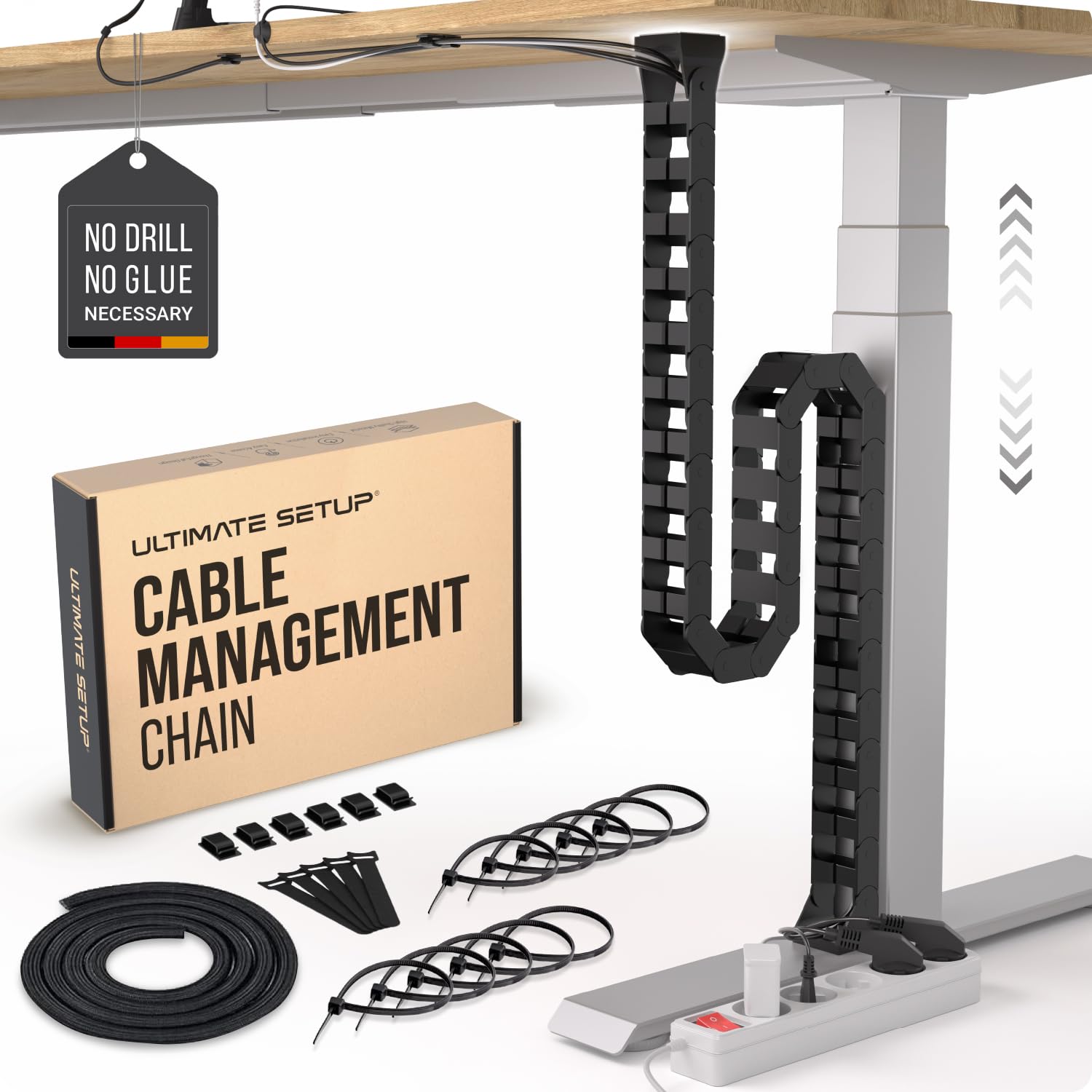 Ultimate Setup Under Desk Cable Management Vertebrae  Perfect for Sit Stand Desk  Wire Management  Adjustable Length  Flexib