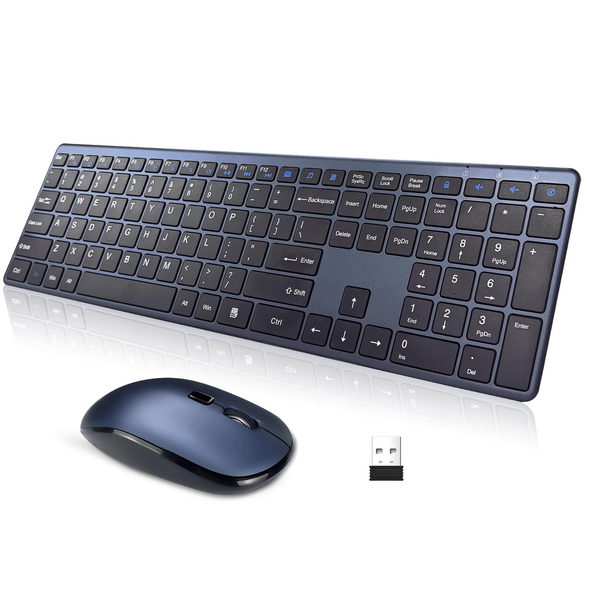 Wireless Keyboard and Mouse Combo,2.4G USB Ultra Slim Quiet Full Size ...