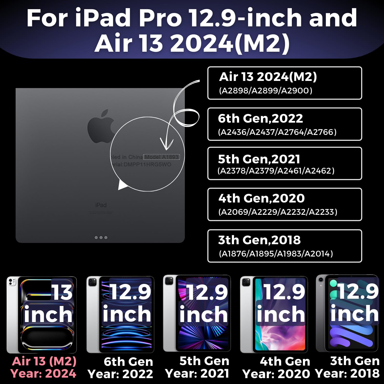 Ipad Air 13 Inch Keyboard: Ipad Air 13 Inch Case Keyboard   Ipad Pro 12.9 Case With Keyboard For 3/4/5/6Th Gen | Floating Cantil