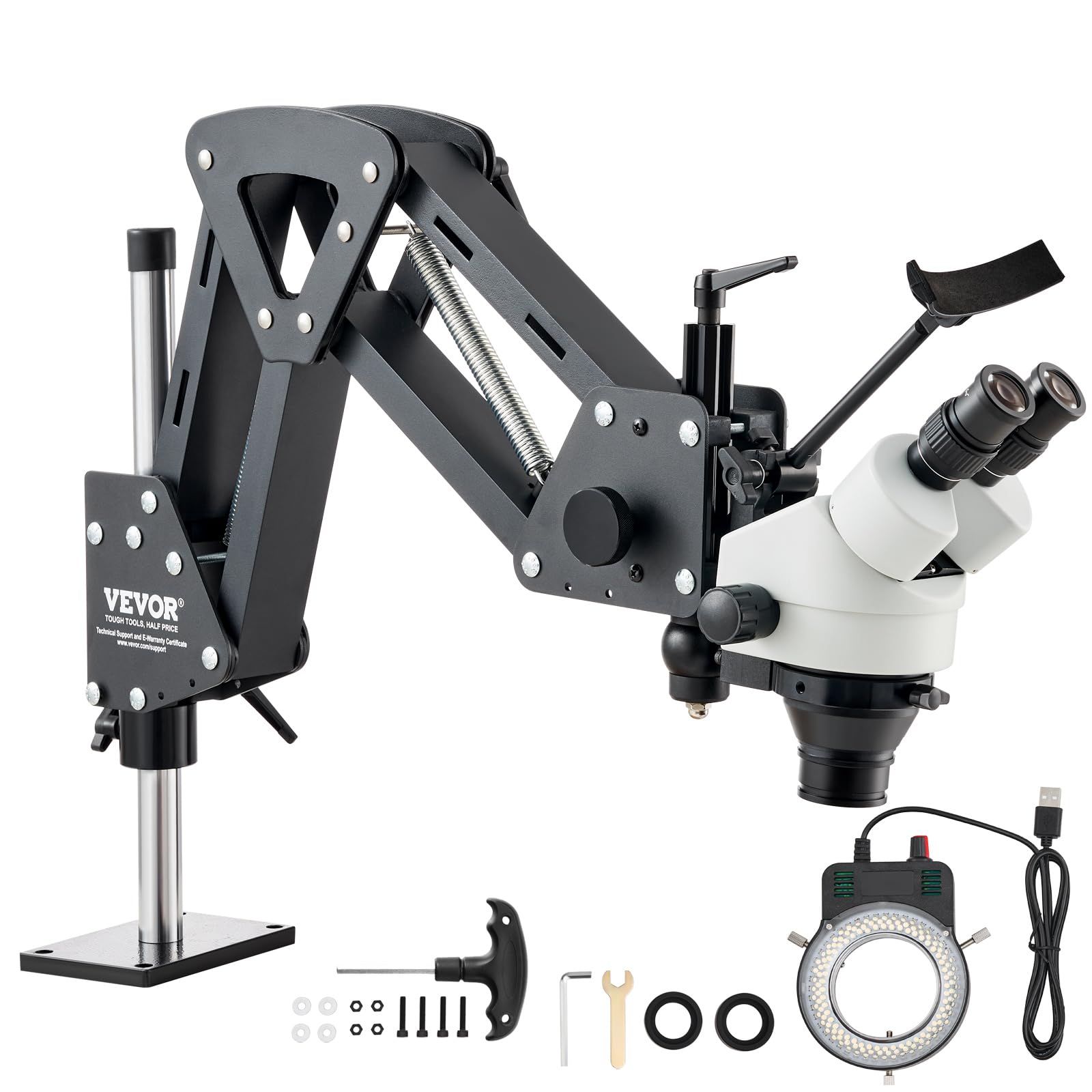 Vevor Multi Directional Microscope With Spring Bracket, 7X 45X Magnification Jewelry Microscope, Micro Jewelry Inlaid Stand With