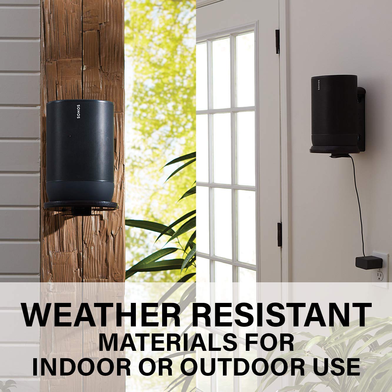 Sanus Indoor & Outdoor Mount Designed For Sonos Move Speaker  Save Shelf & Table Space Weather Resistant   Wssmm1 B2 (Black)