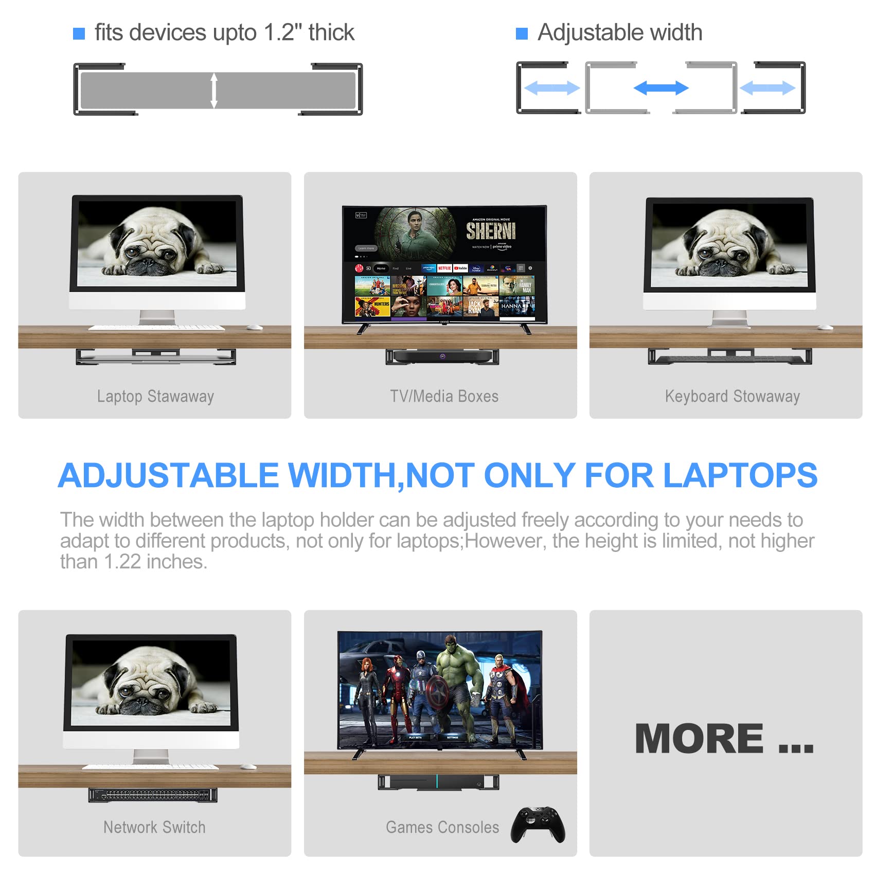 Gome Under Desk Laptop Mount Metal Bracket With Felt Board To Protect Your Laptop, Under Desk Laptop Tray Holder Desk Shelf With