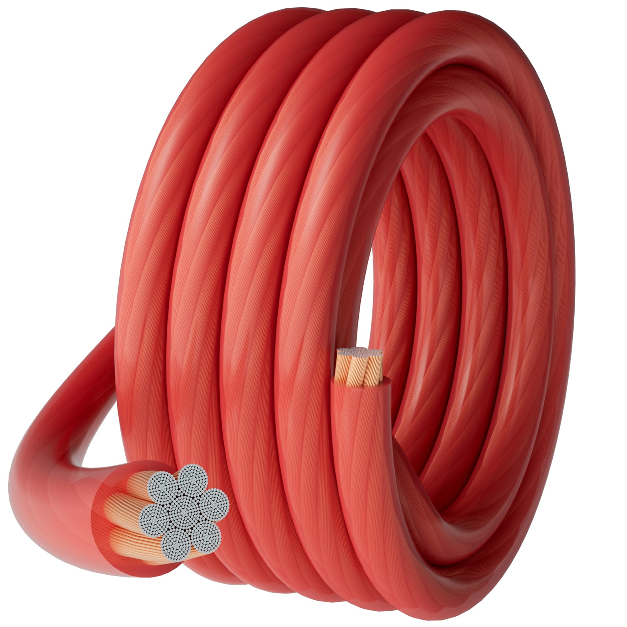 Hifind 4 Gauge 4 Awg 50 Ft Red Power/Ground Wire Cable, True Spec Transparent Flexible Soft Touch Welding Battery Cable For Car