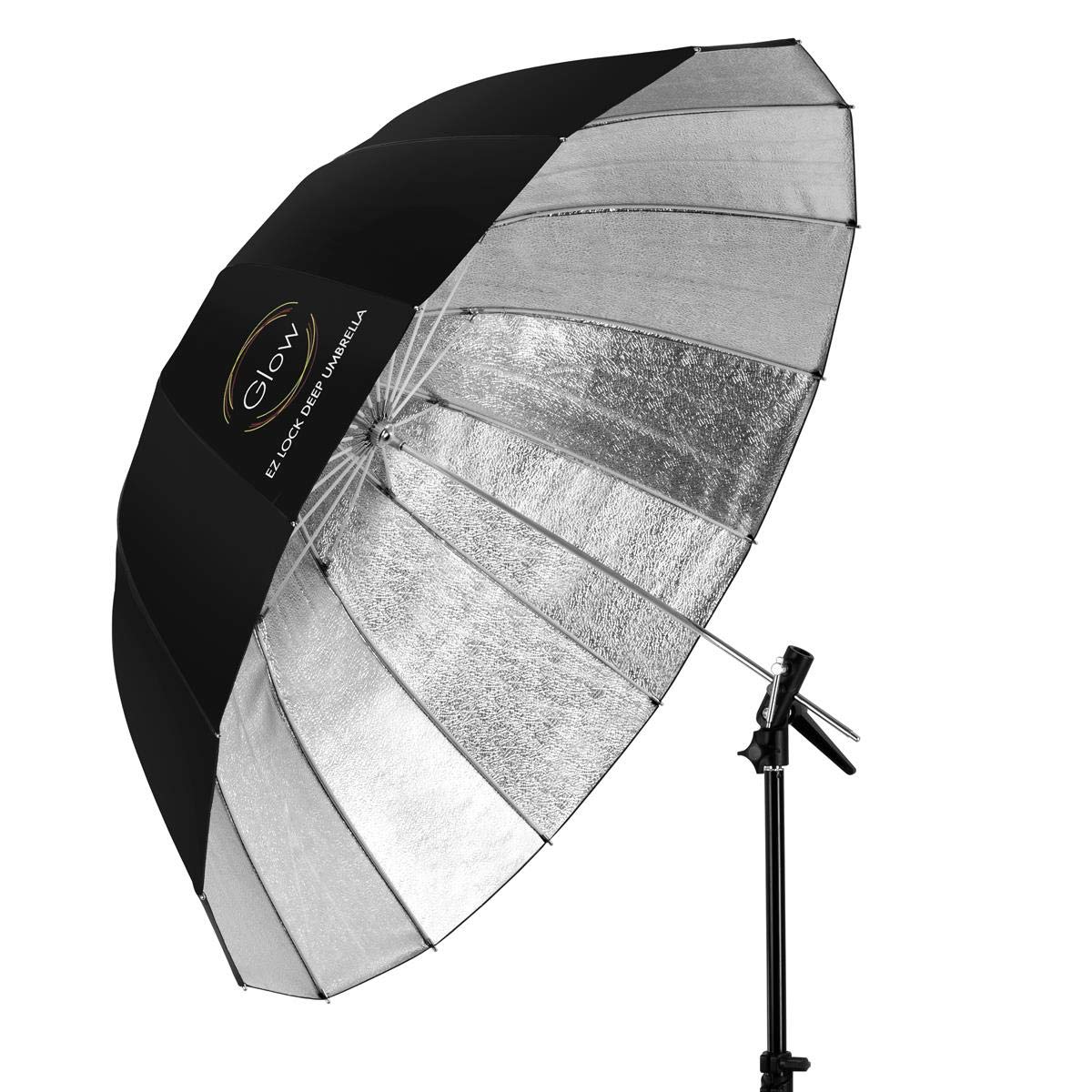 Glow Easy Lock X-Large Deep Beaded Silver Fiberglass Umbrella (65')