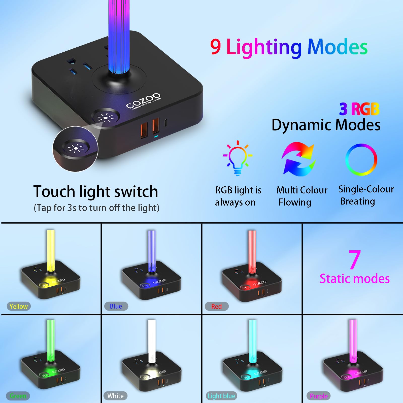 Rgb Headphone Stand With Usb Charger Cozoo Desktop Gaming Headset Holder Hanger With 3 Usb Charger And 2 Outlets   Suitable For