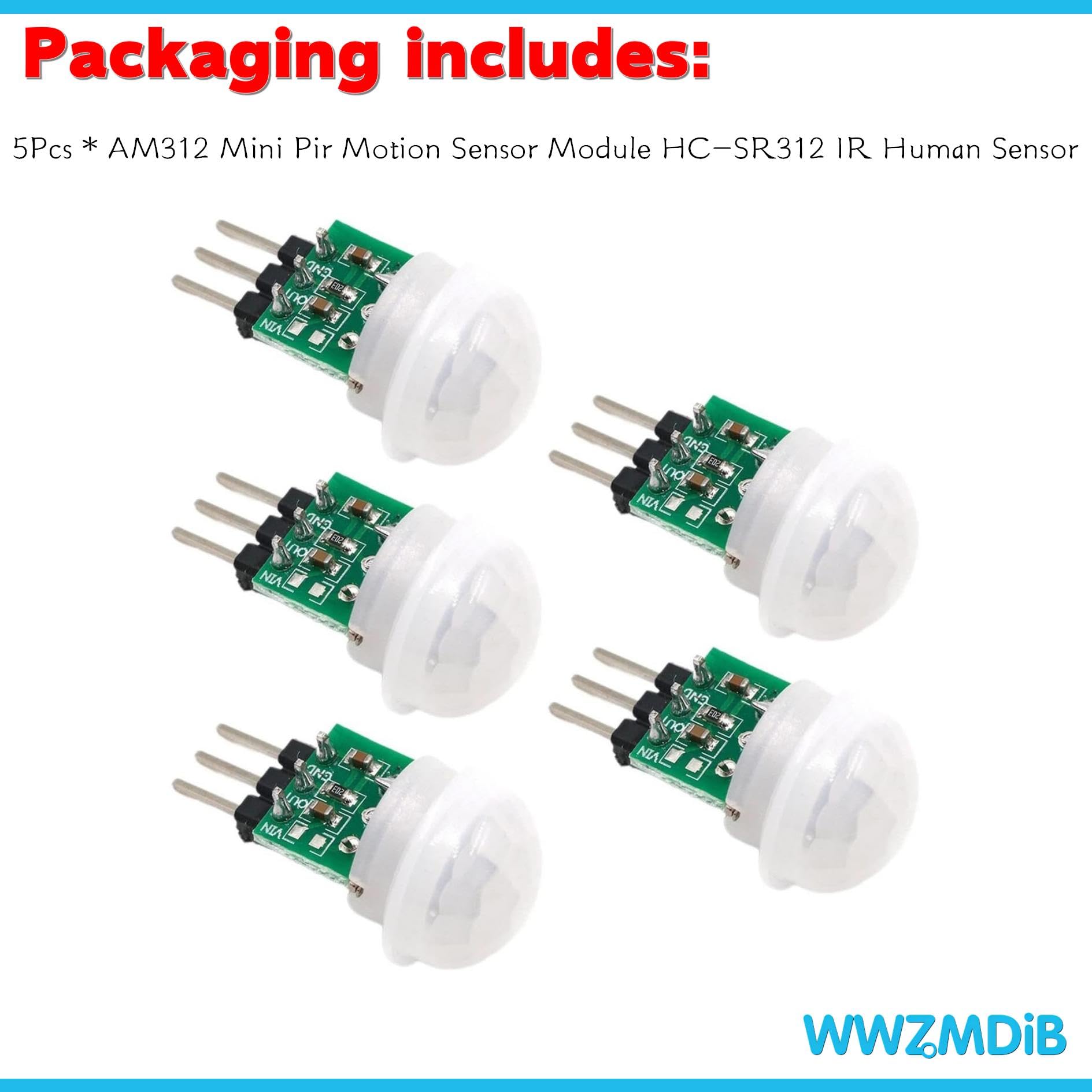 Wwzmdib 5Pcs Am312 Mini Pir Motion Sensor Module Hc Sr312 Ir Human Sensor For Arduino