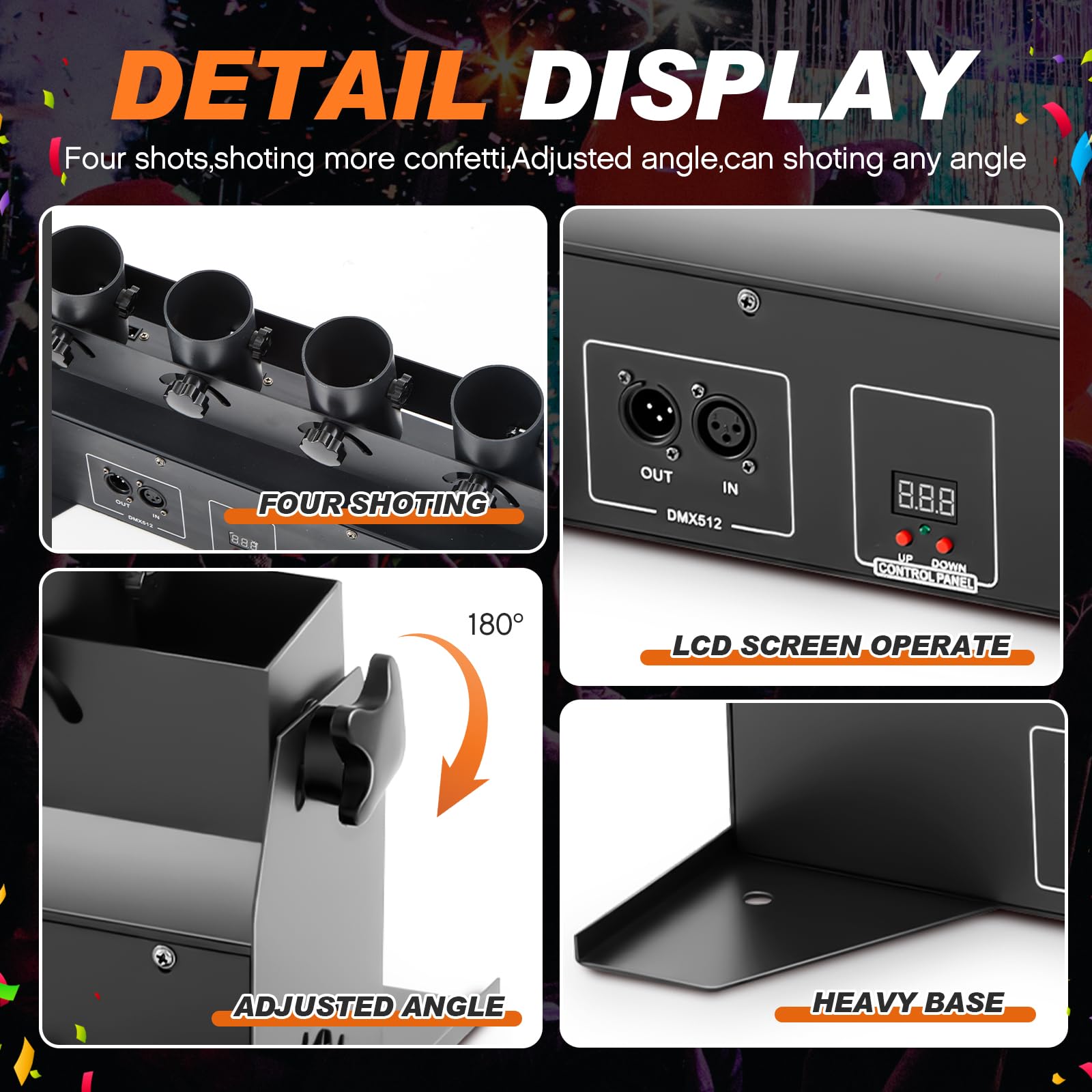 Yaocom Confetti Launcher Cannon Machine Metal Confetti Blower Machine Confetti Cannon Dmx/Remote Control For Wedding Party Disco