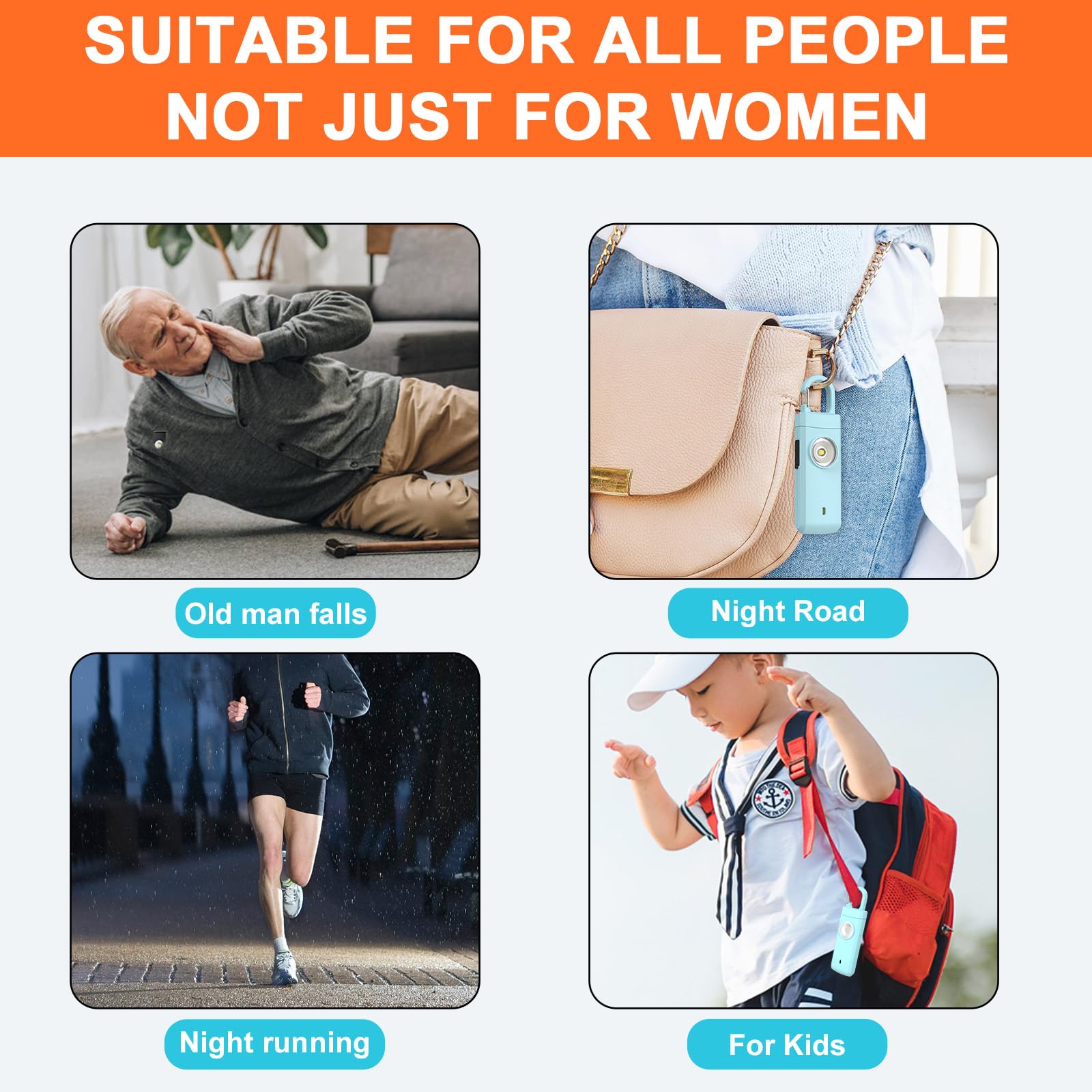 4 Pcs Self Defense Usb Rechargeable Alarm,130 Db Loud Siren With Led Strobe Light,Keychain Design For Easier Carrying, Personal