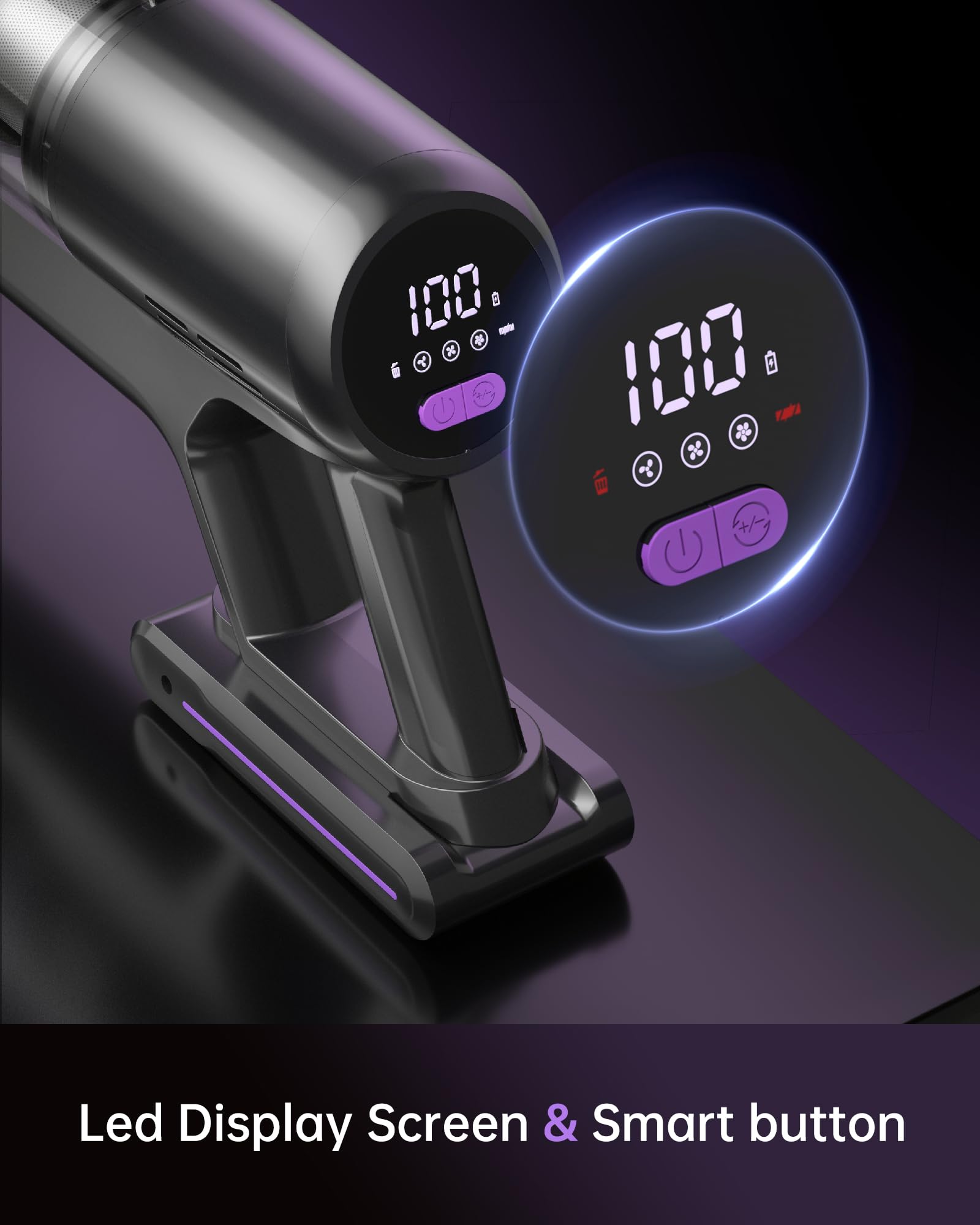 Oxvac Cordless Vacuum Cleaner With Led Display, 45Kpa 550W Brushless Motor, Max 50 Mins Runtime With Detachable Battery, 6 In 1