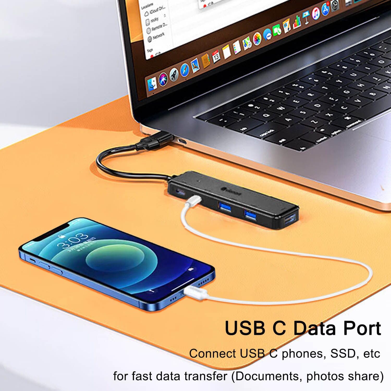 Vienon Usb 3.0 Hub (5 In 1), Usb C Hub, Usb C To Usb 3.0 Hub Adapter With Usb C Power/Data Ports, Usb Extender Usb A&C Docking S