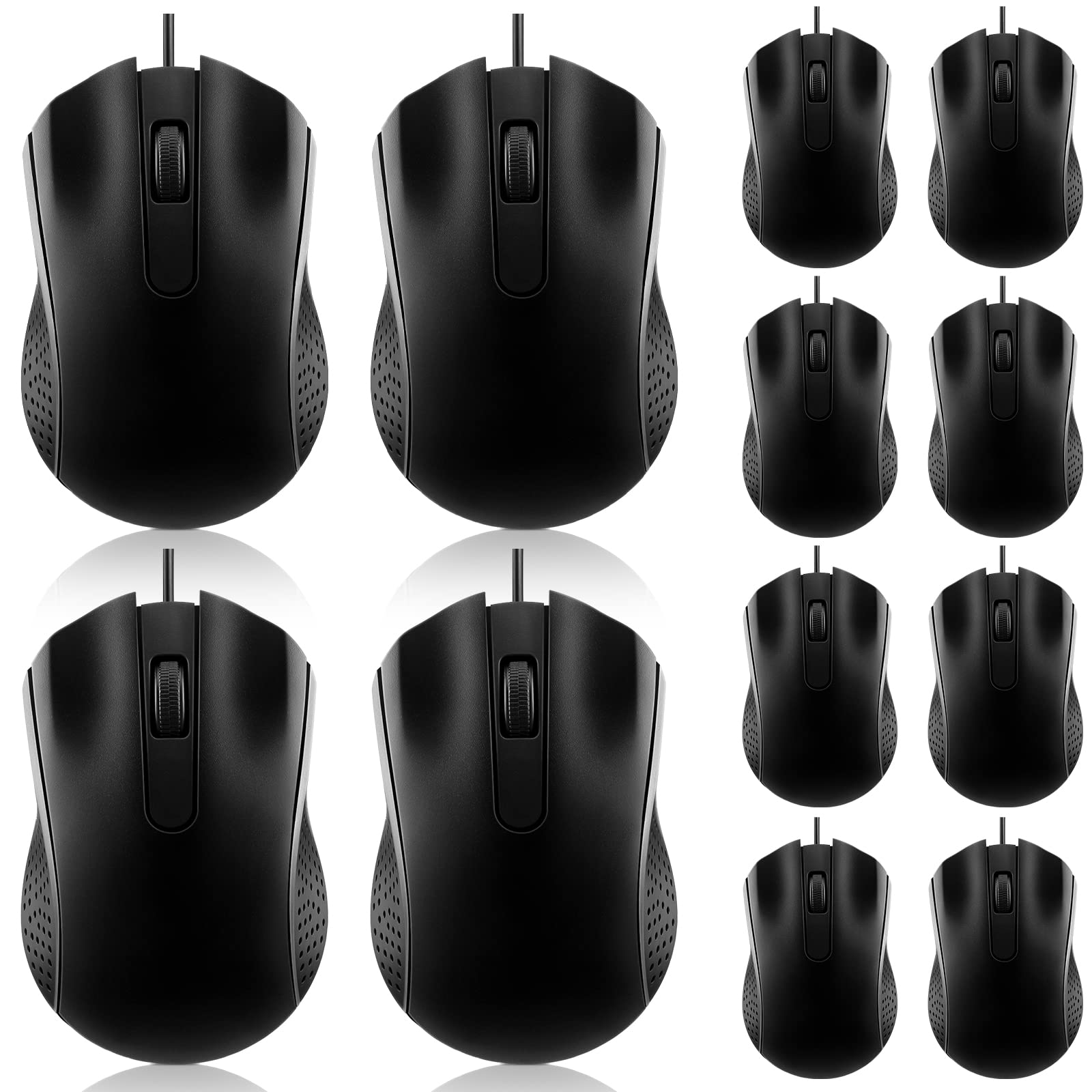 Hoteam 12 Pcs Wired Computer Mouse Bulk Cord USB Computer Mice Ergonomic Wired Mouse for Pcs, Computers, Laptops, Gaming Office Home Supplies(Black) -Like New