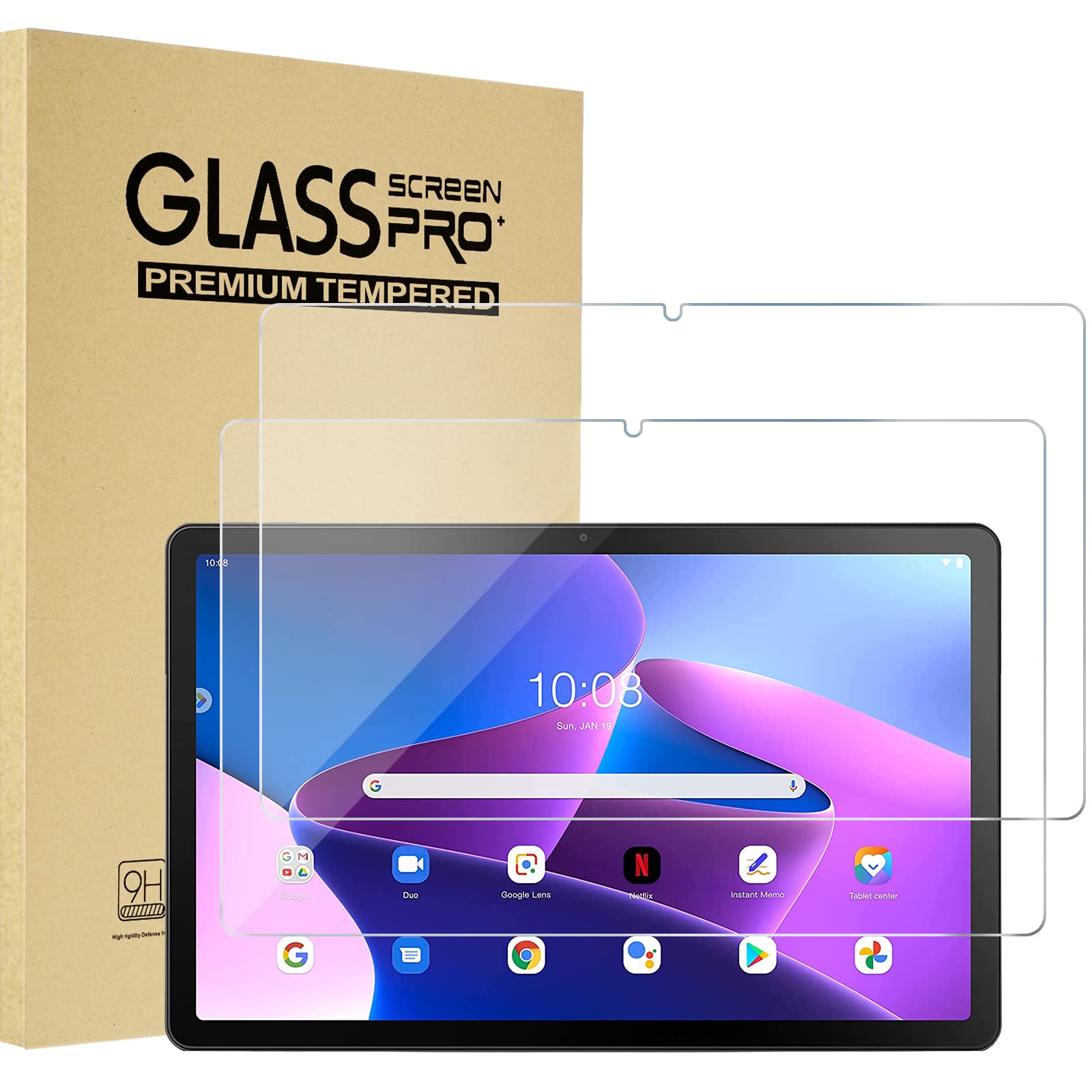 Procase 2 Pack Screen Protector For Lenovo Tab M10 Plus 3Rd Gen 10.6 Inch 2022, Tempered Glass Screen Film Guard For 10.6� Lenovo Tab M10 Plus Gen 3 Tb125Fu Tb128Fu Tb128Xu 2022 Release  Clear