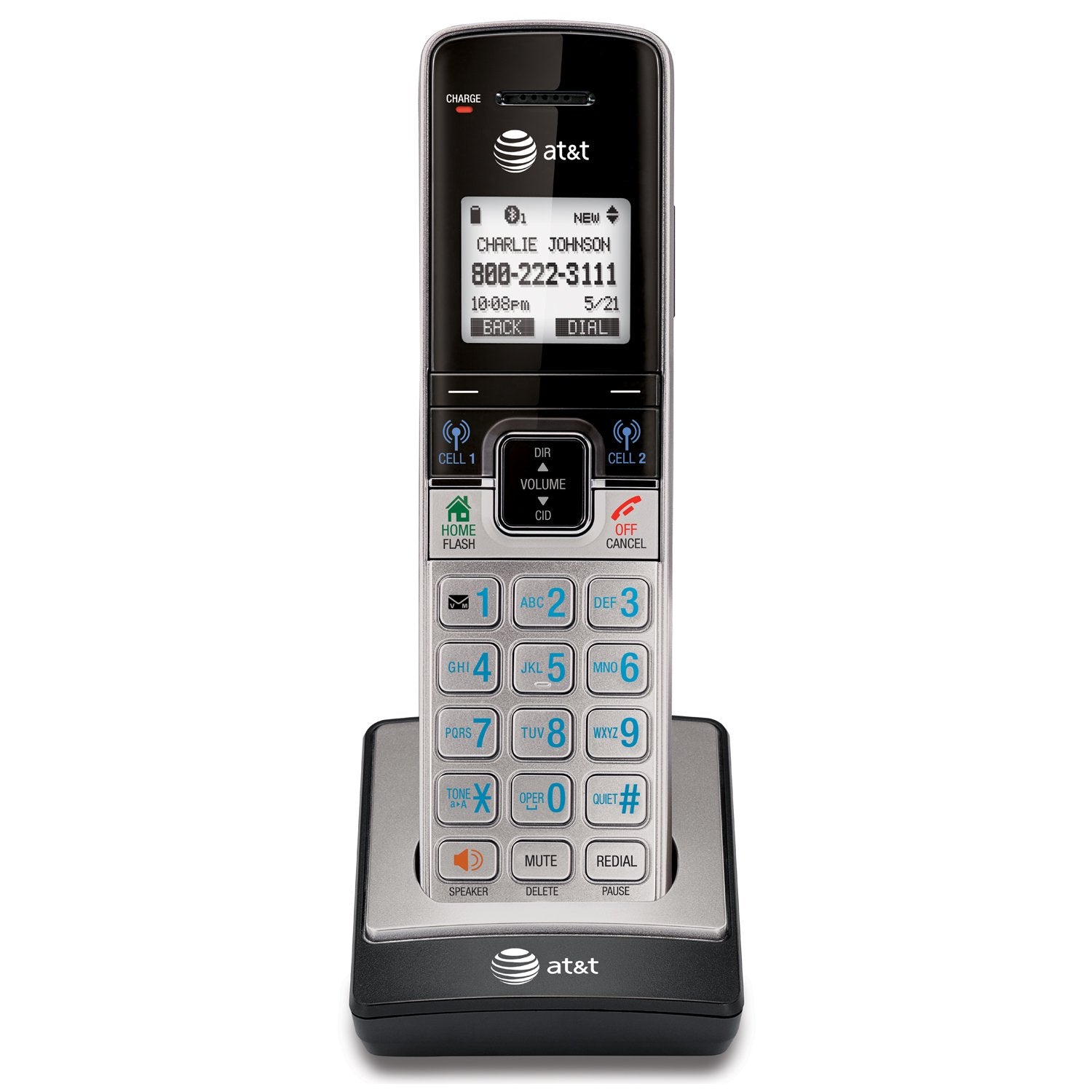 At&T Tl90073 Accessory Cordless Handset, Silver/Black | Requires An At&T Tl92273, Tl96273, Or Other Models To Operate