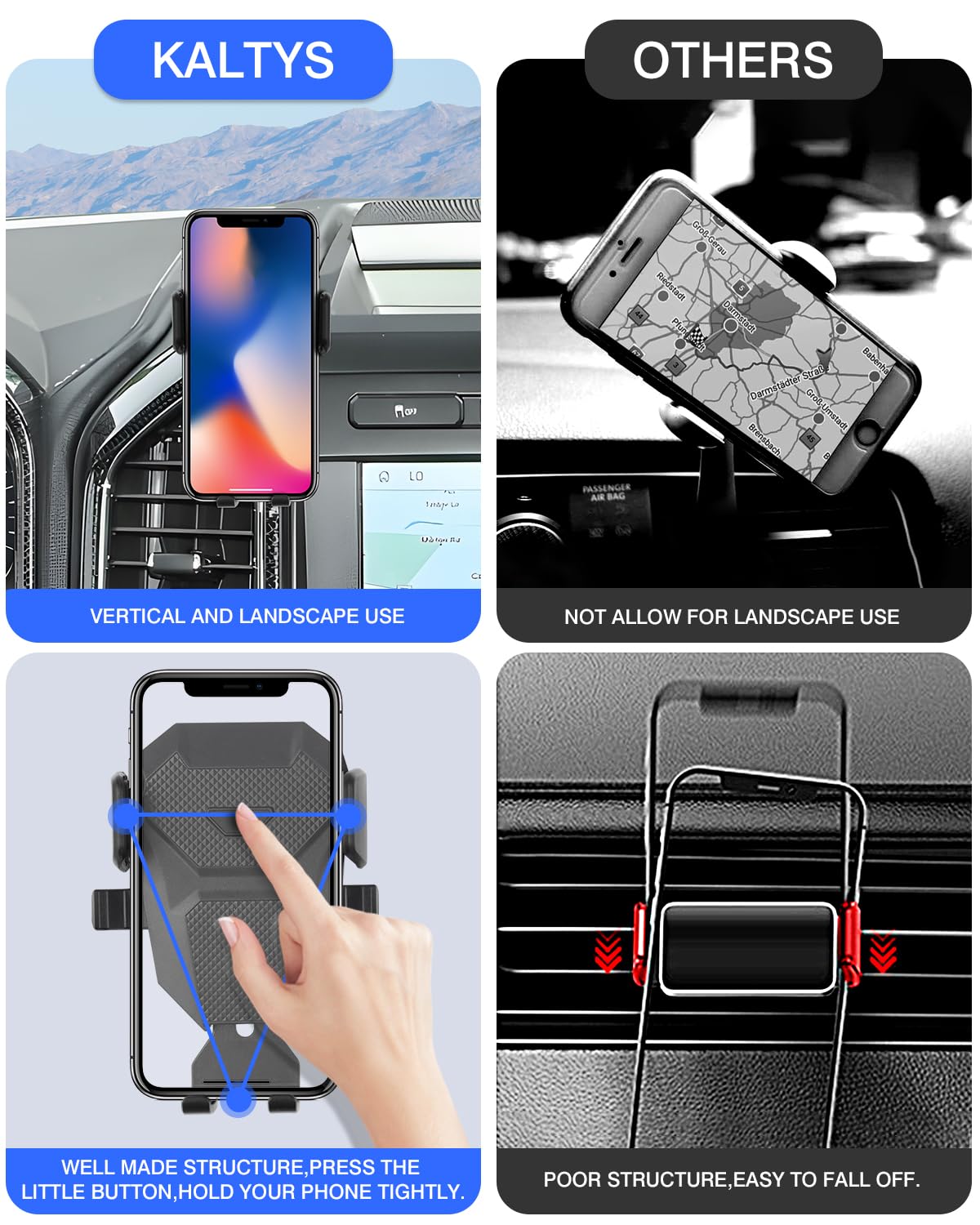 Karltys F150 Car Phone Holder For 2015-2020 Ford F-150 Accessories, Cell Phone Holder Air Vent Phone Mount For F-150, Never Bloc