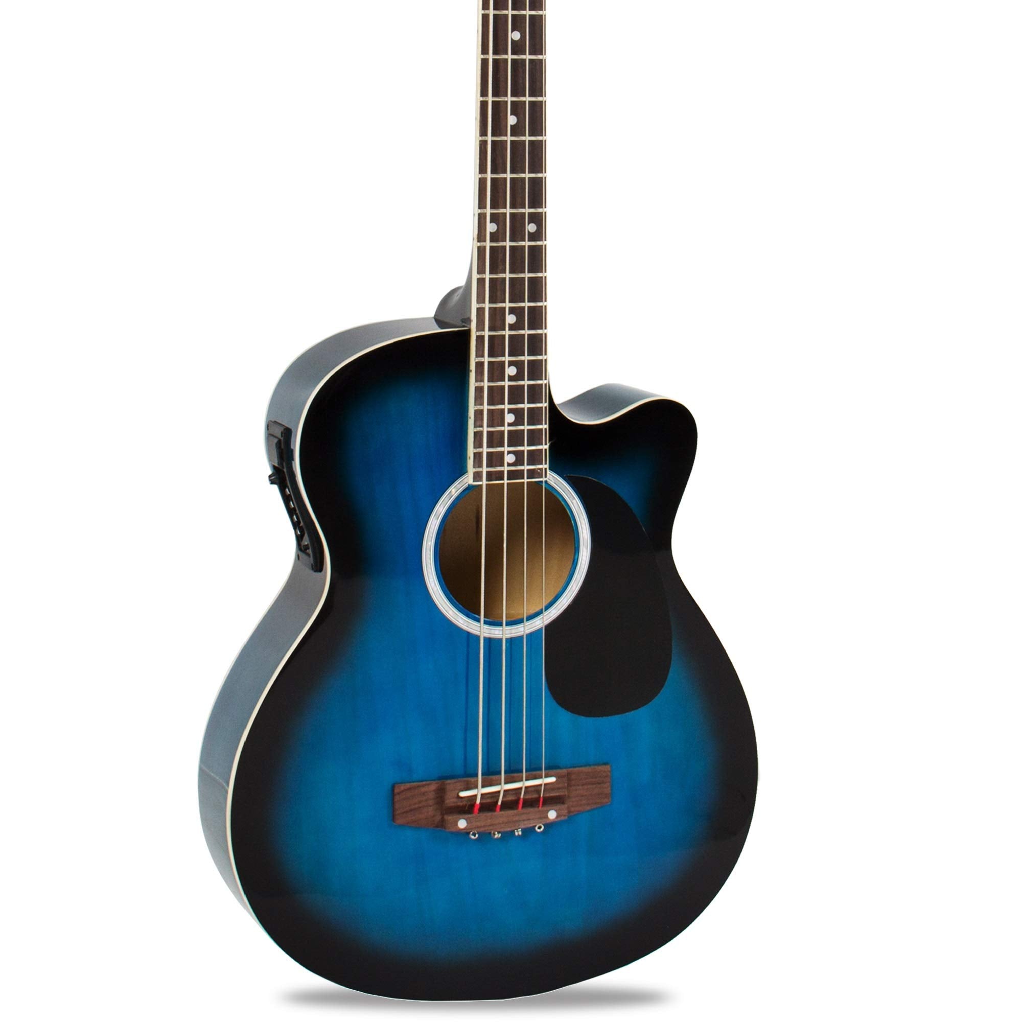 Best Choice Products Acoustic Electric Bass Guitar   Full Size, 4 String, Fretted Bass Guitar   Blue