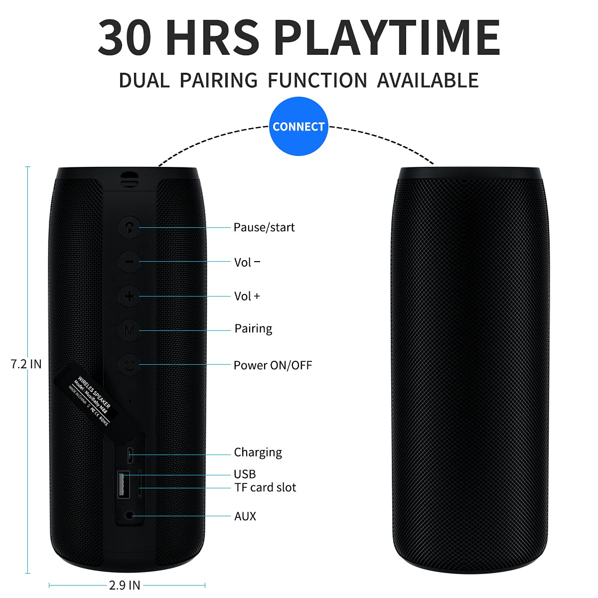 Bluetooth Speaker,Musibaby M88 Speaker,Speakers Bluetooth Wireless,Dual Pairing, Bluetooth 5.0,Loud Stereo Sound,Booming Bass,30H Playtime For Home& Outdoor Party,Beach,Portable Speaker,Gifts(Black)