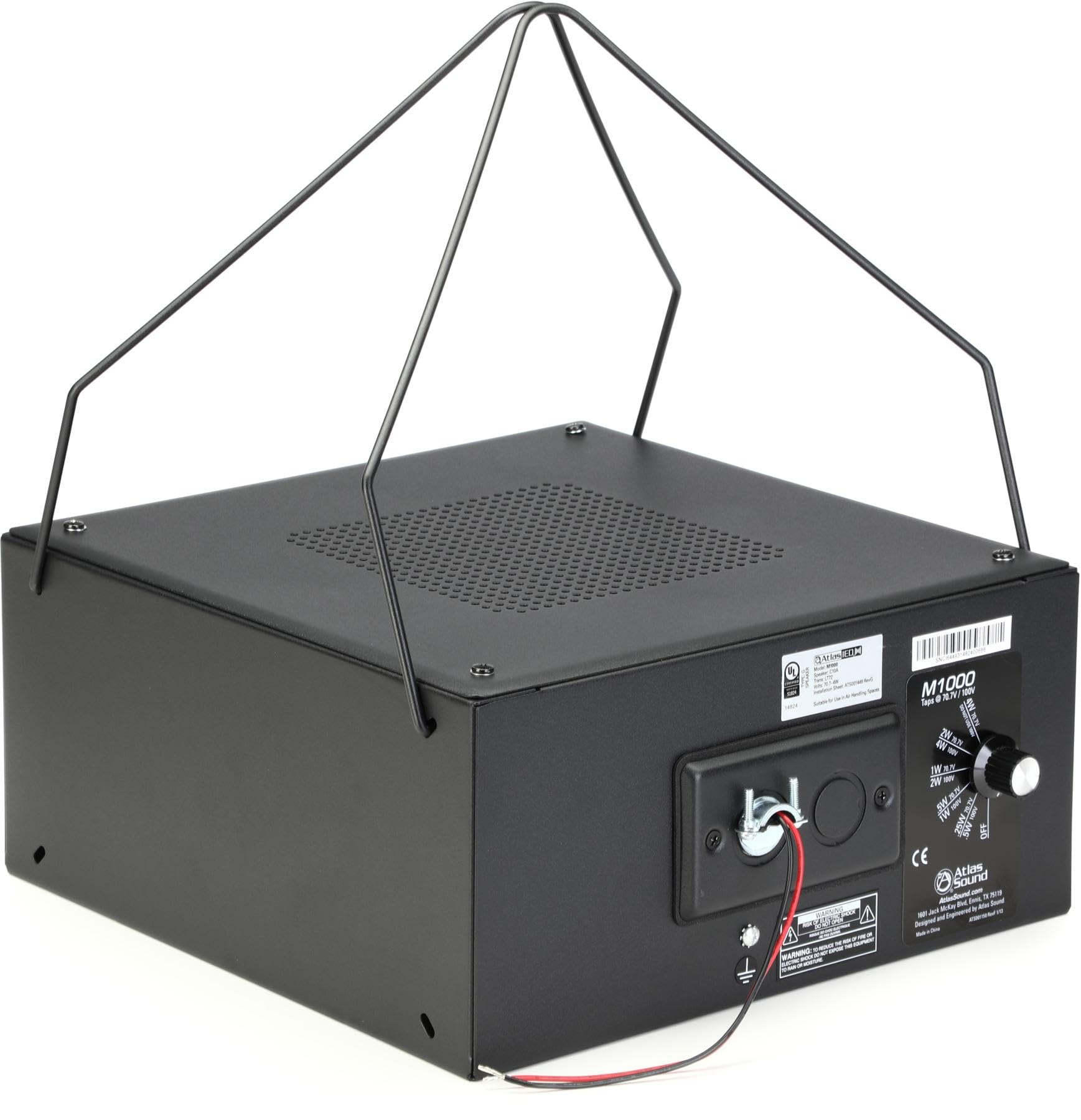 Atlas Sound M1000   8'' Dual Cone Sound Masking Speaker With 70.7V 4W Transformer And Enclosure (Black, Single)