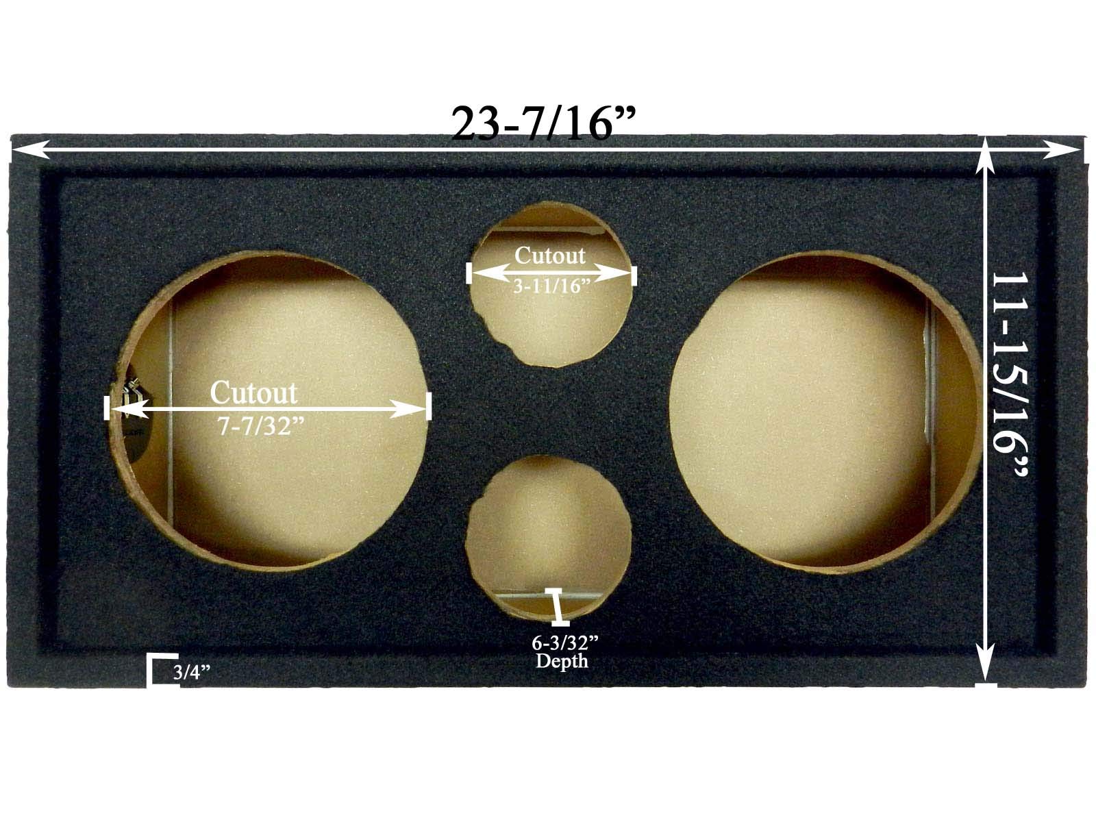Bass Rockers 2x2 Speaker Pod Enclosure Box BRCH8 for 8" Midrange/Woofer & 3.75" Tweeters Black Carpet
