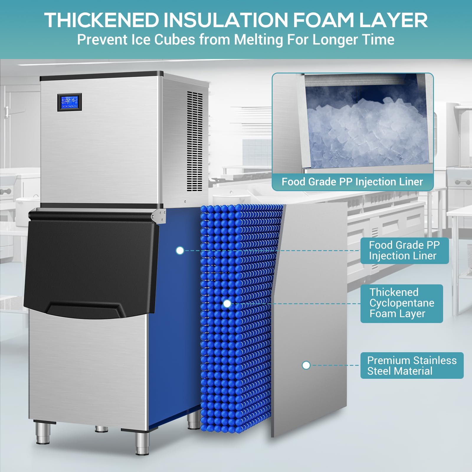 Commercial Ice Maker Machine 200Lbs/24H, 72Pcs Ice Cubes Under Counter Ice Maker With Water Line And Filter, Freestanding Ice Ma