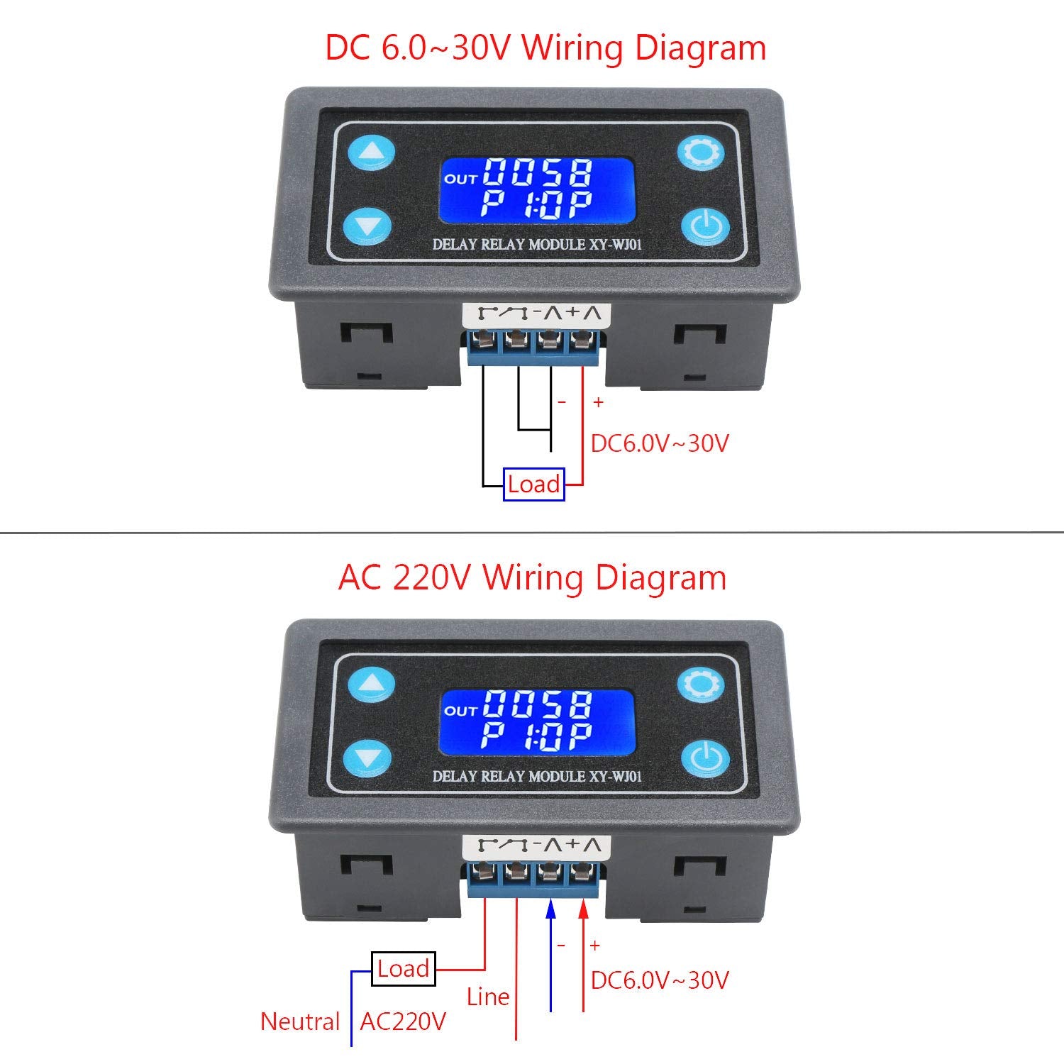 Drok Time Delay Relay 2Pcs, Dc 6 30V Timer Relay 12V 24V 0.01S 9999Min 50Ma Digital Timer Cycle Delay Switch Module Ac 220V Powe