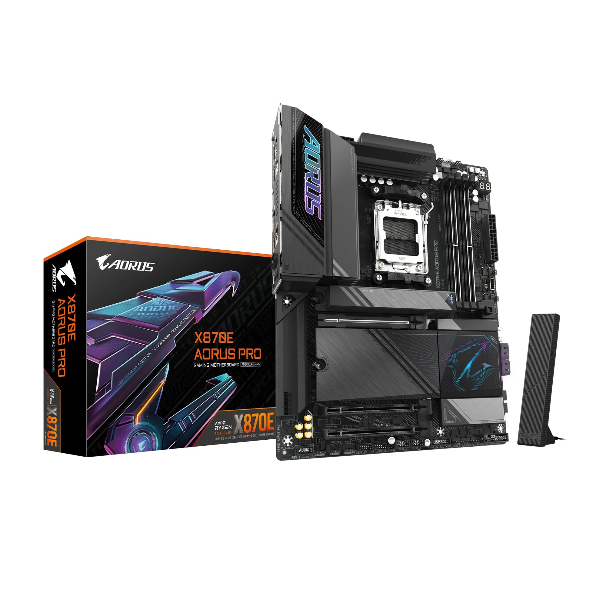 Gigabyte X870E Aorus Pro Amd Am5 Lga 1718 Motherboard, Atx, Ddr5, 4X M.2, Pcie 5.0, Usb4, Wifi7, 2.5Gbe Lan, Ez Latch, 5 Year Wa