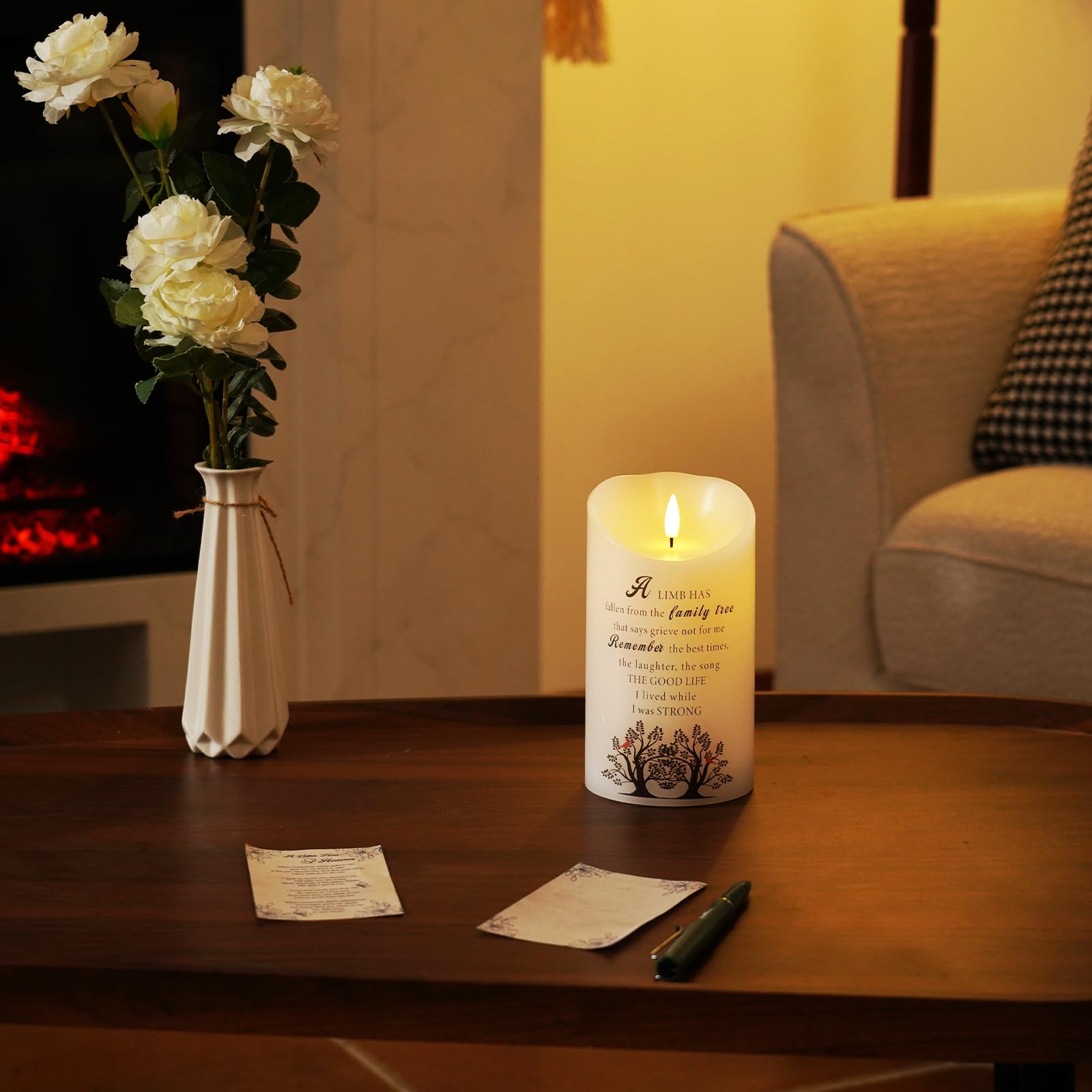 Homemory Memorial Candle Bereavement Sympathy Gifts For Loss Of Loved One, Real Wax Led Candle With Remote Memorial Gifts For Lo