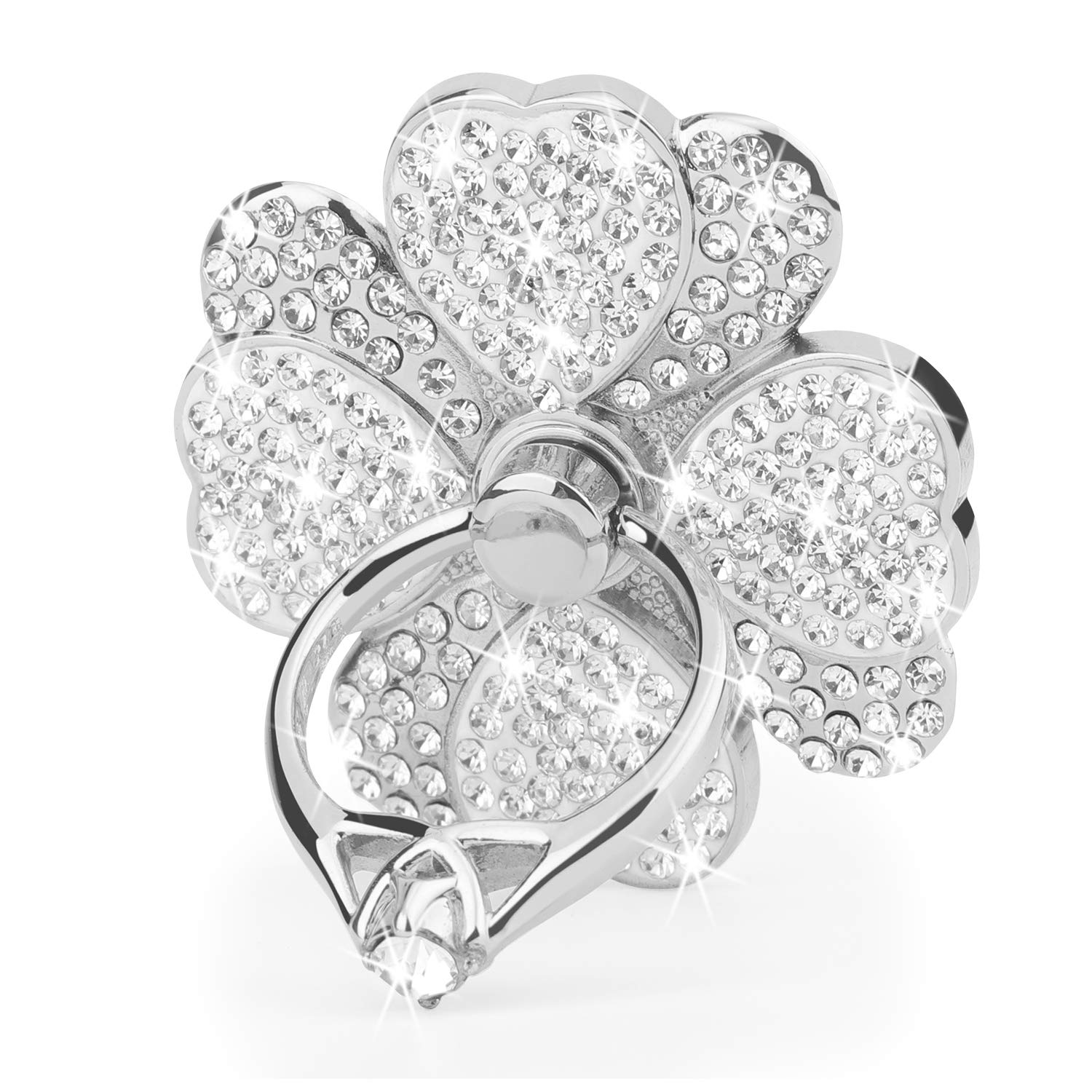 Phone Finger Ring Stand With Sparkly Diamond, Nsiucion Heart Lucky Clover Phone Ring Kickstand Holder [Washable] [Removable], 36