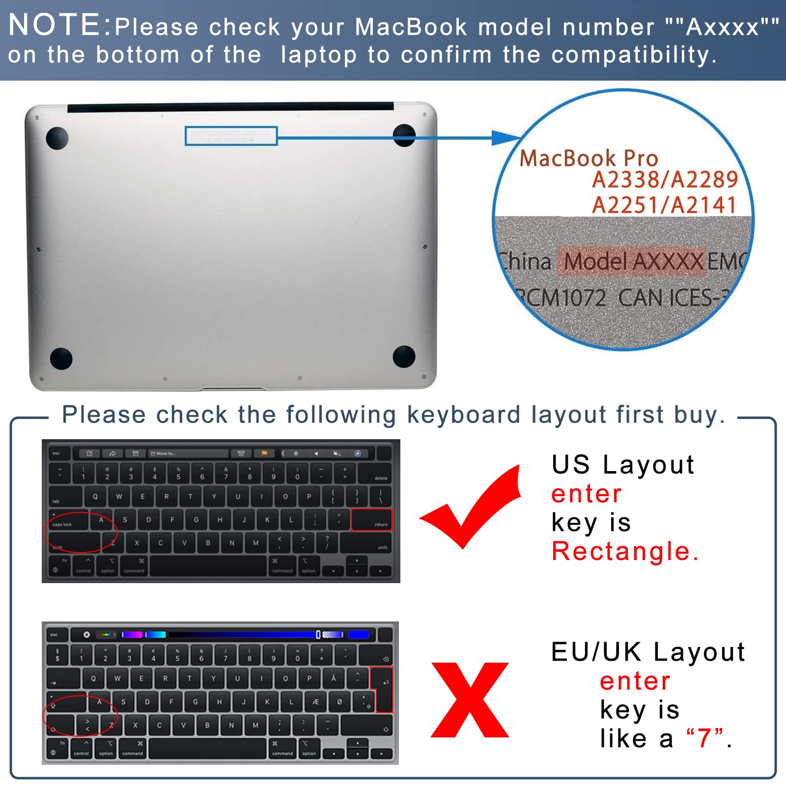 Clear Ultra Thin Tpu Keyboard Cover For 2022 Macbook Pro 13'' M2 Chip(2022)/M1 Chip (2020) / Macbook Pro 16''(2019/2020), Model