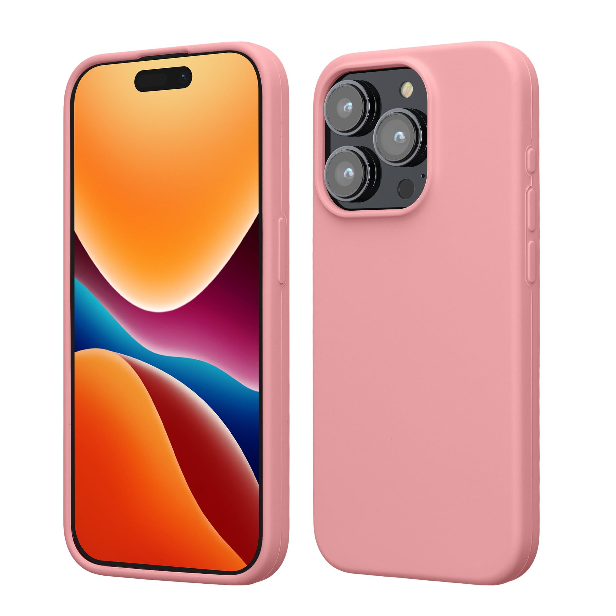 kwmobile Case Compatible with iPhone 15 Pro Case - Slim Soft TPU Silicone Cover - Light Pink