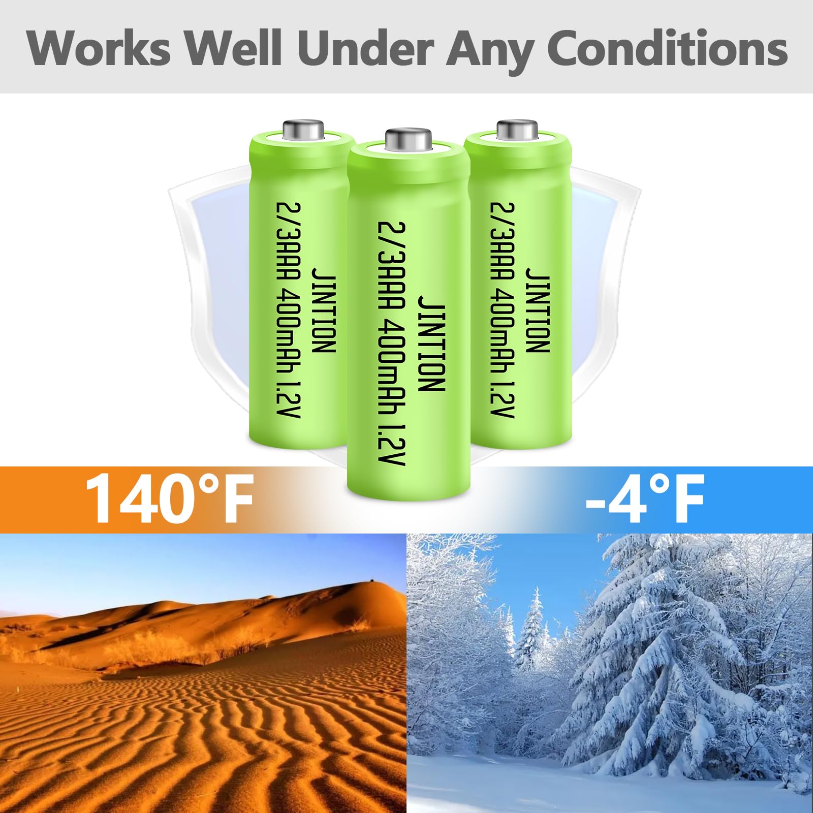 Jintion Nimh 2/3Aaa Rechargeable 2/3 Aaa Batteries 1.2V 400Mah Battery Button Top 5 Pack(They Are Not Aaa Size Batteries)